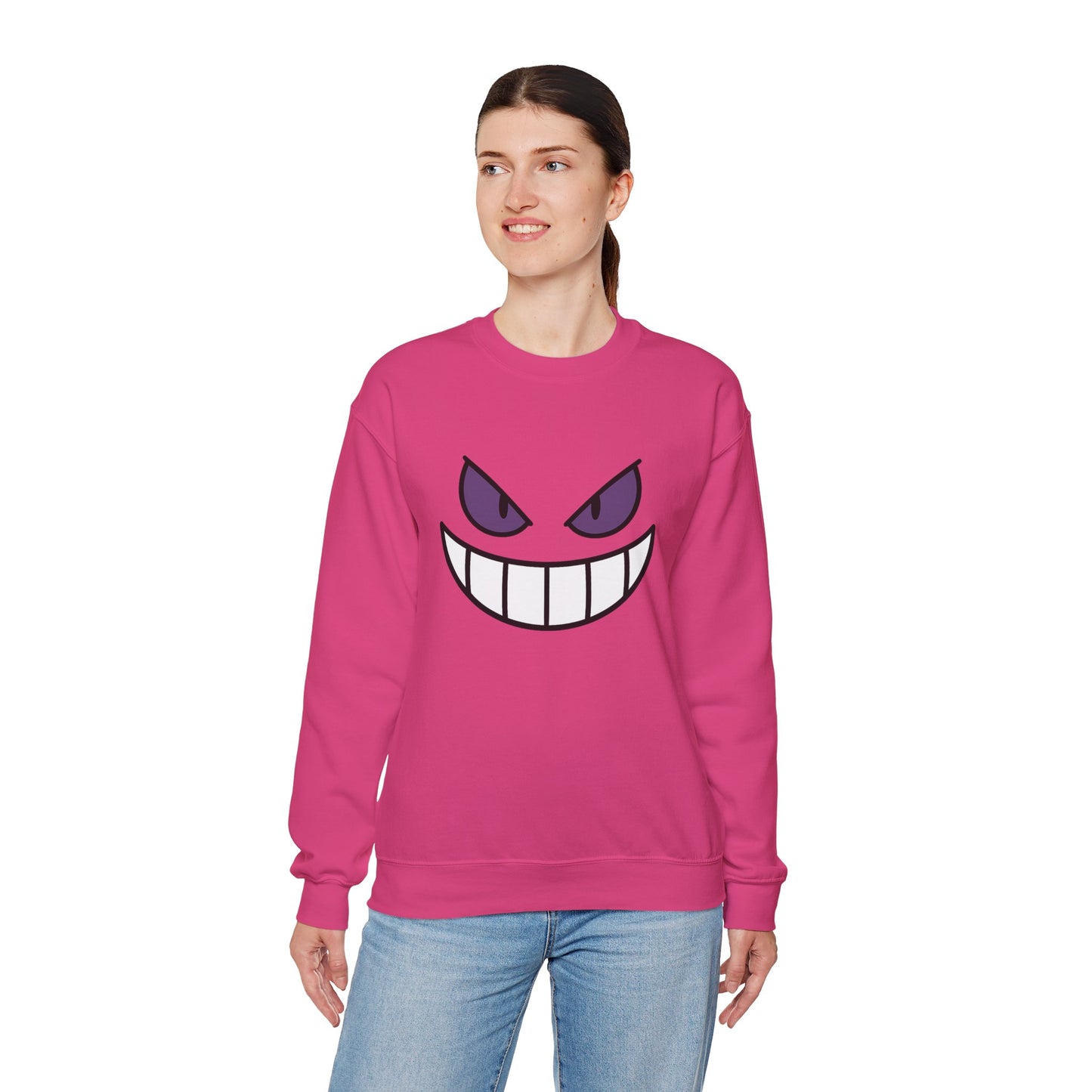 Sinister Grin Sweatshirt, Creepy Smile Crewneck, Dark Cartoon Face Sweatshirt, Halloween Gothic Sweatshirt, Spooky Grin Pullover