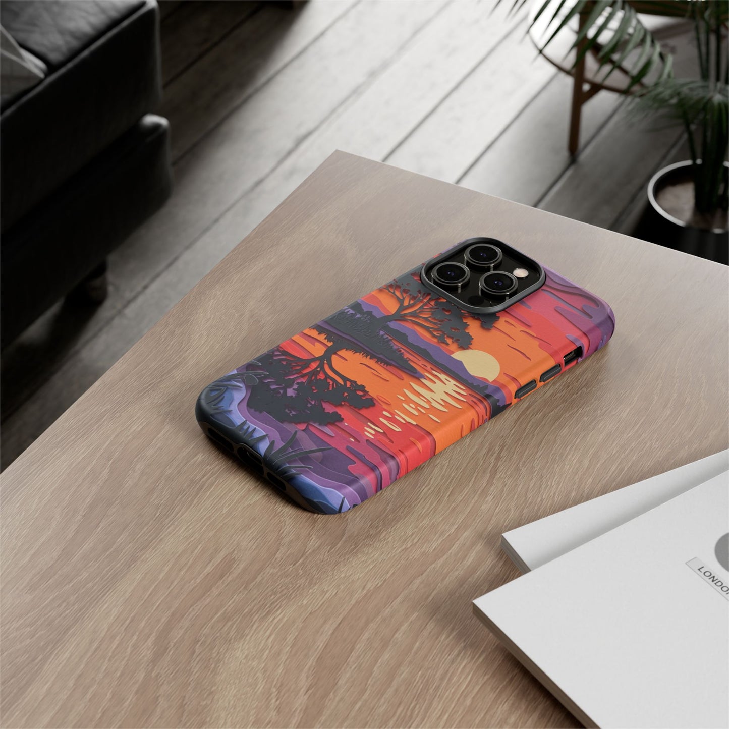 iPhone Case - Colorful Paper Art Sunset Design