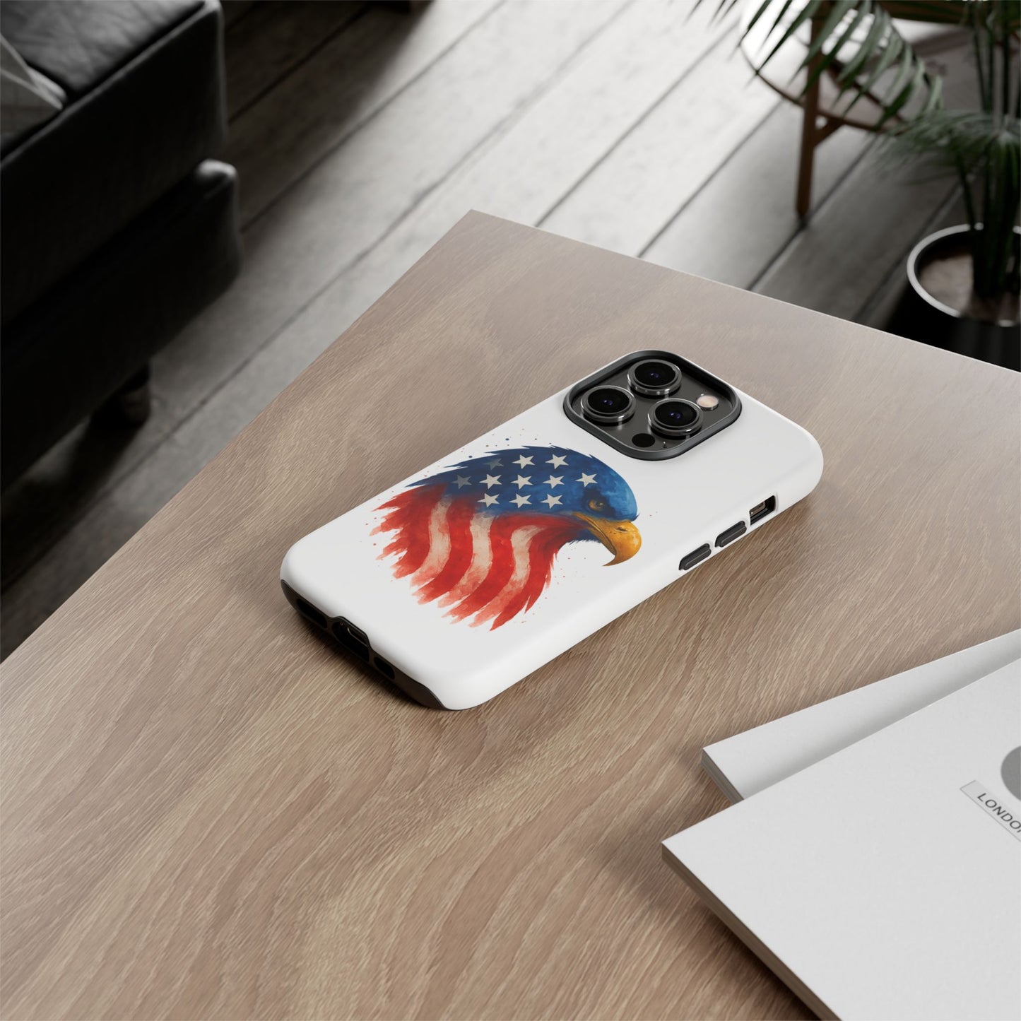 Patriotic Eagle iPhone Case - USA Flag Tough Cover, Dual-Layer Rugged Protection, 4th of July and Veteran Gift