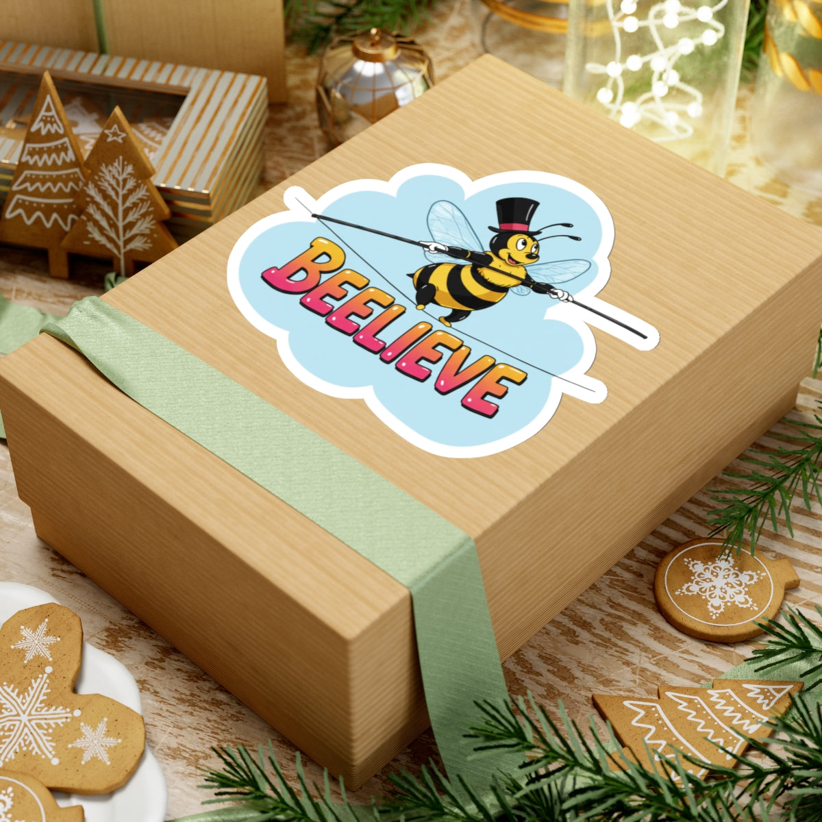 Sticker - Bee Crossing Tightrope Beelieve' Pun
