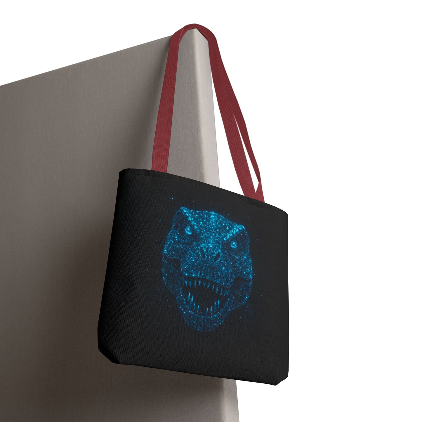 Bioluminescent Dino Tote Bag | Retro T-Rex Galaxy Canvas Shopper - Eco AOP Tote, Ocean Glow Dinosaur Art, Gift for Paleontology Fans