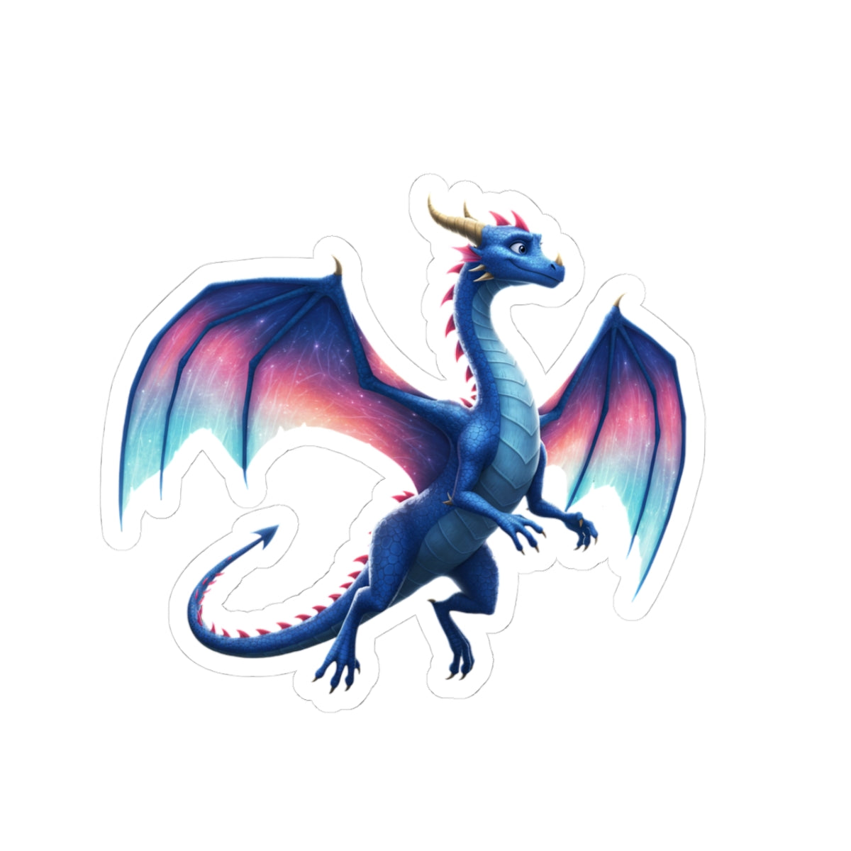 Elegant Blue and Pink Fantasy Dragon Vinyl Sticker - Waterproof Laptop Kiss-Cut Decal for Dragon Lovers, DnD Gifts & Planner Decor