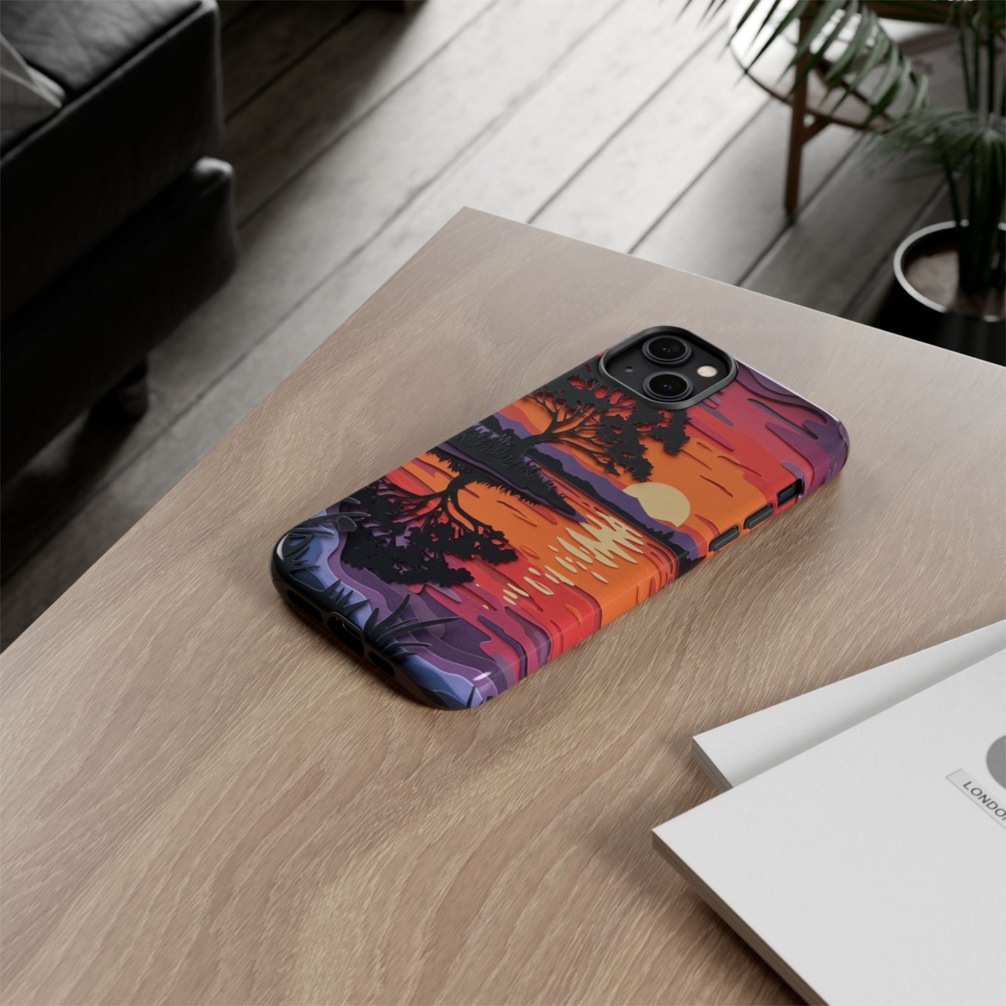iPhone Case - Colorful Paper Art Sunset Design