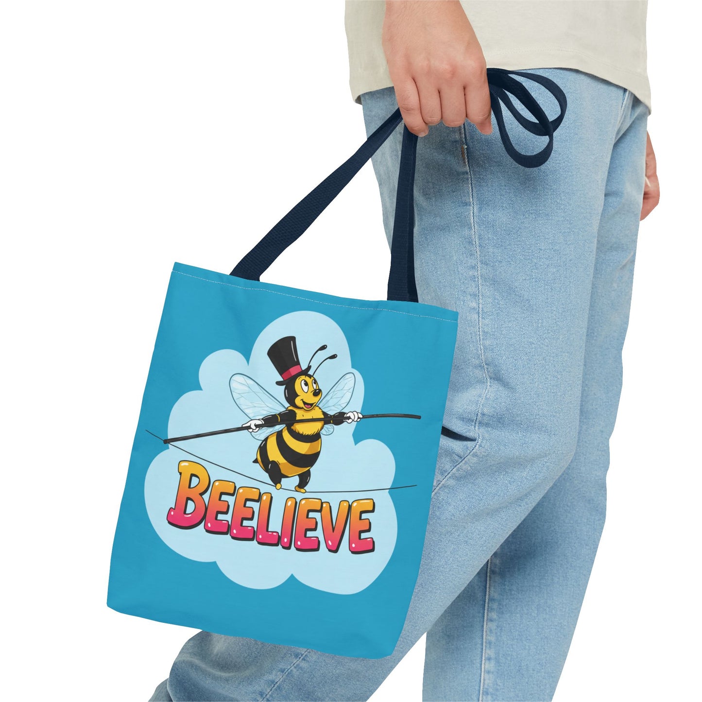 Bee Tote Bag Beelieve Pun Design