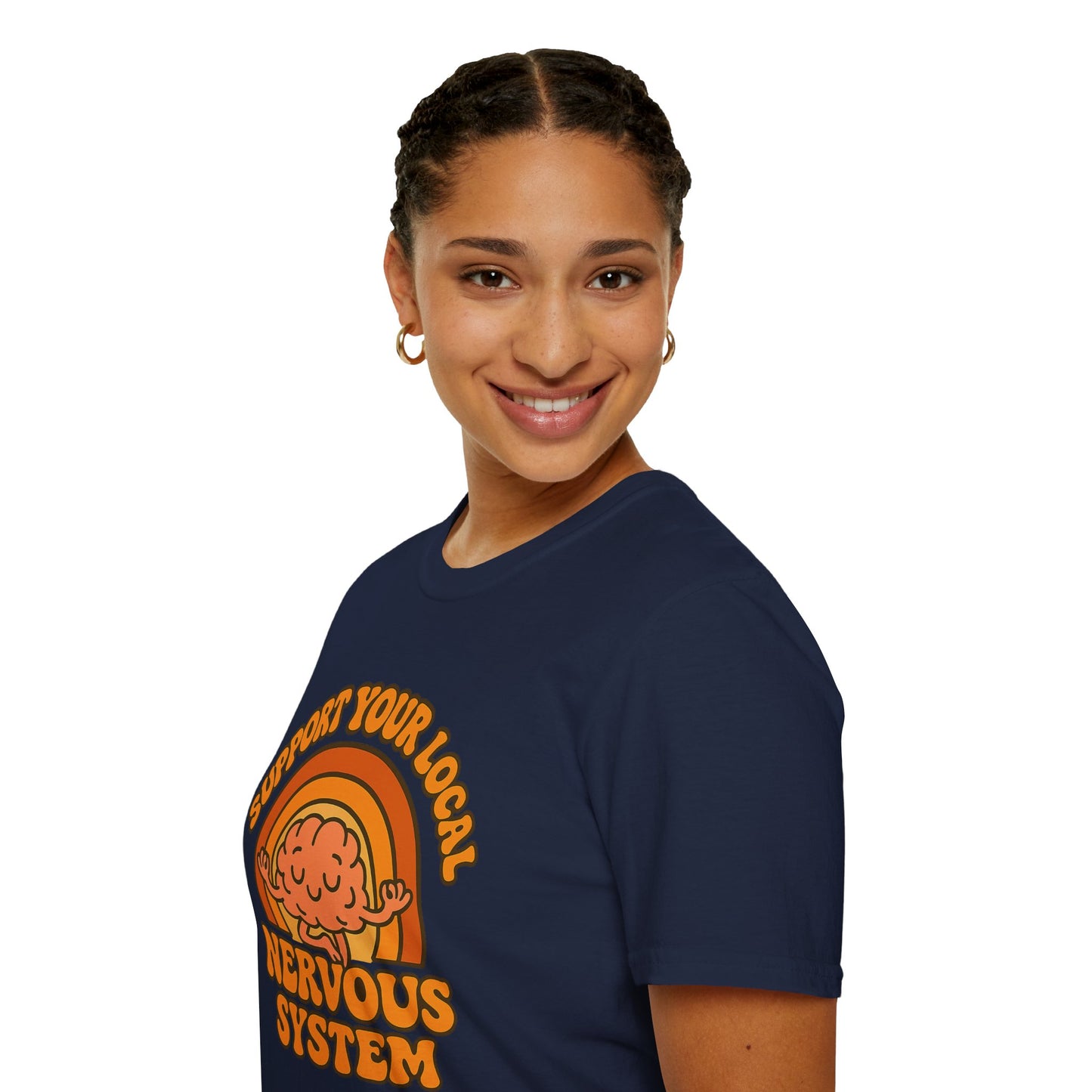 Support Your Local Nervous System T-Shirt | Funny Brain Tee, Neurodiversity Gift, Mental Health Humor Shirt, Science Geek Retro Tee