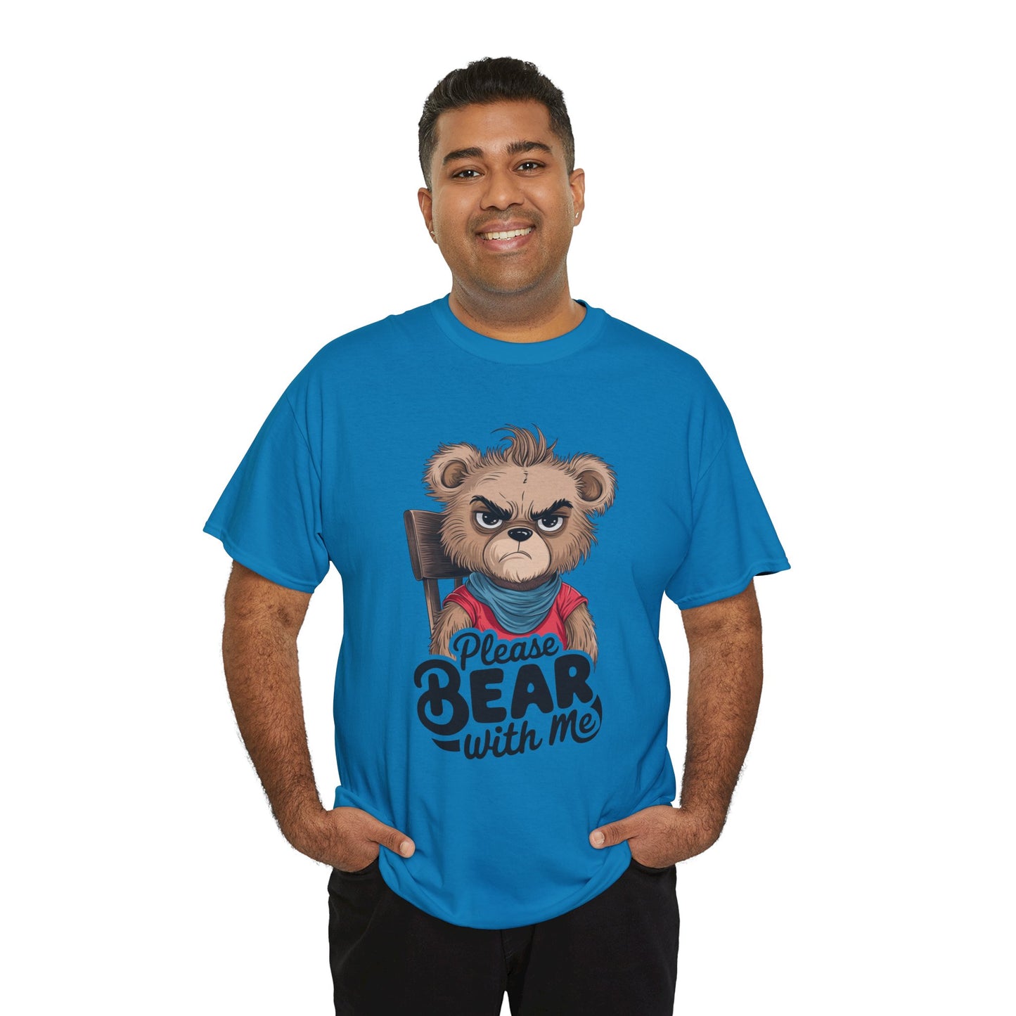 Grumpy Bear Graphic Tee – Please Bear With Me Shirt – Funny Animal T‑shirt – Sarcastic Humor Gift – Cute Bear Meme Art Tee