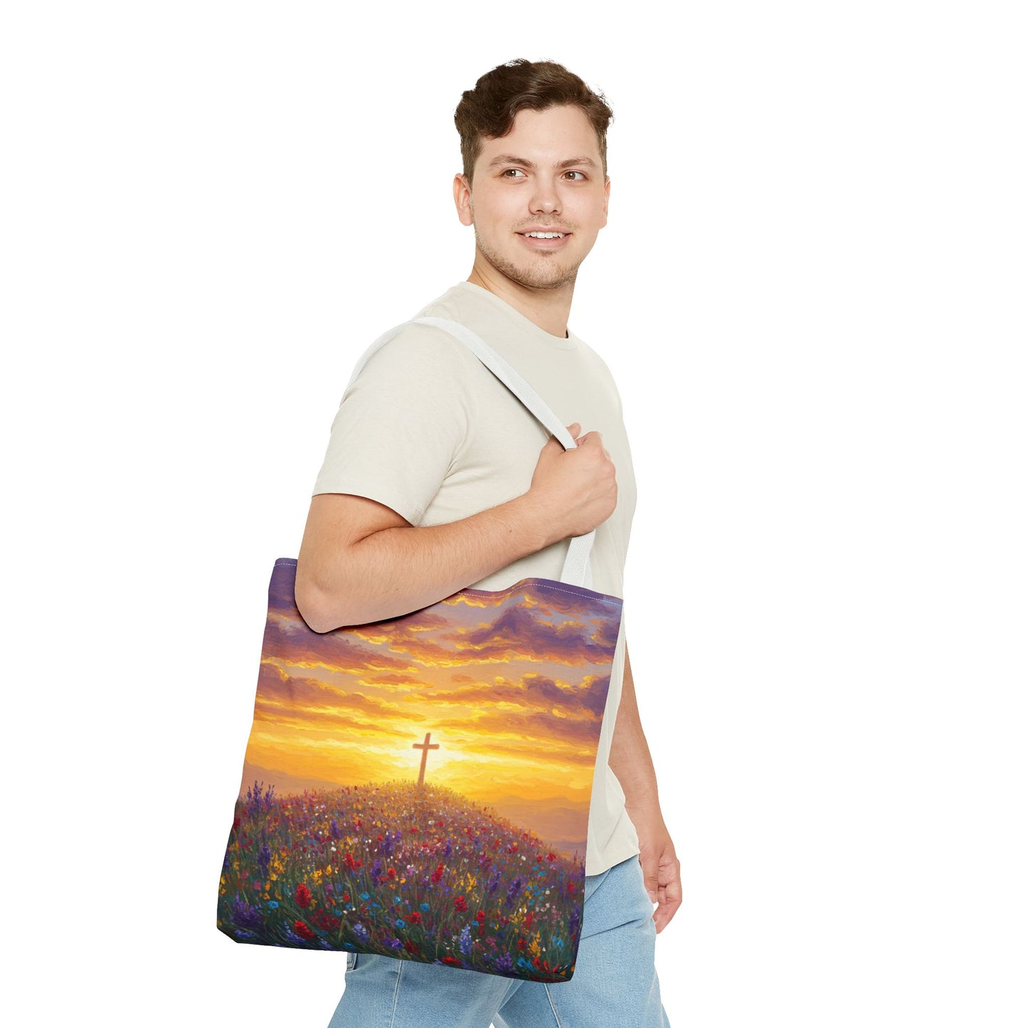 Cross Painted Tote Bag Christian Bag Inspirational Tote Spiritual Bag Religious Tote Bag
