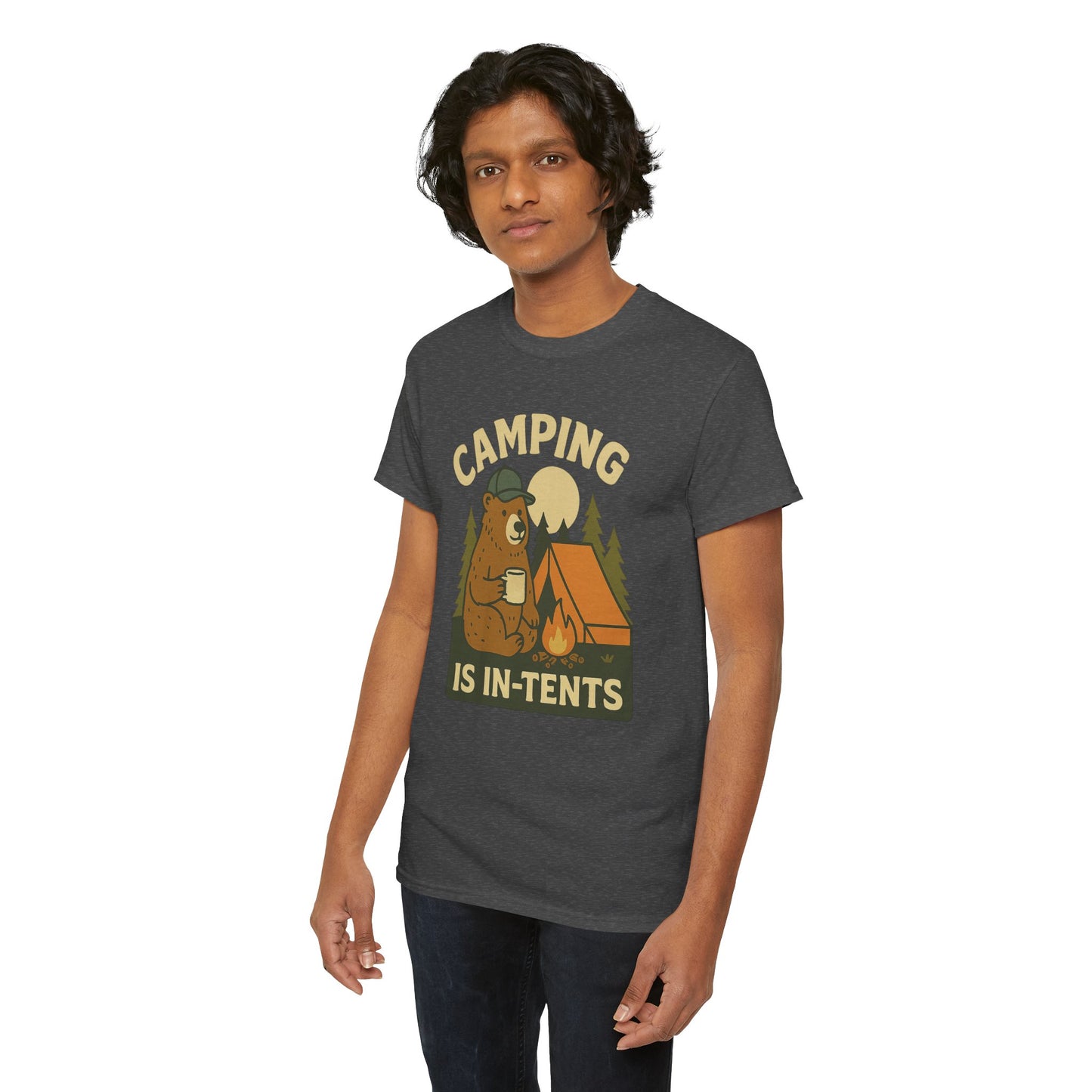 Camping Is In-Tents Funny Bear Camping Tee - Cute Outdoorsy Pun Shirt - Retro Campfire Graphic, Nature Lover Gift, Unisex Adventure Apparel