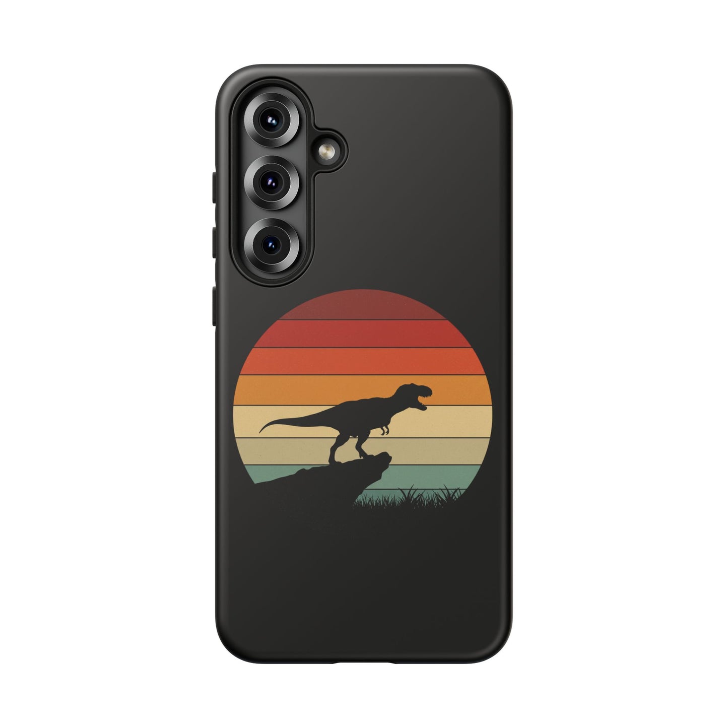 Retro Sunset Dinosaur Samsung Case | T-Rex Silhouette Vintage Gradient Cover for Galaxy S25/S24/S23 Series Dinosaur Phone Case