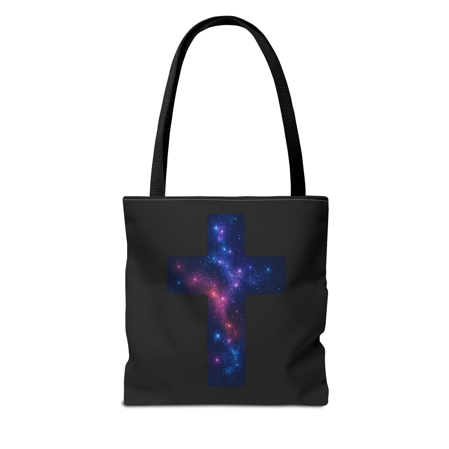 Galaxy Cross Tote Bag – Christian Faith Bag, Inspirational Reusable Shopper, Spiritual Gift for Women & Men, Religious Church Bag