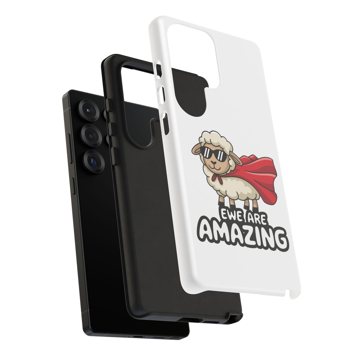 Funny Samsung Case - Cute Sheep Phone Cover - "Ewe Are Amazing" Gift for Her or Him - Animal Pun Superhero Case - Samsung Case