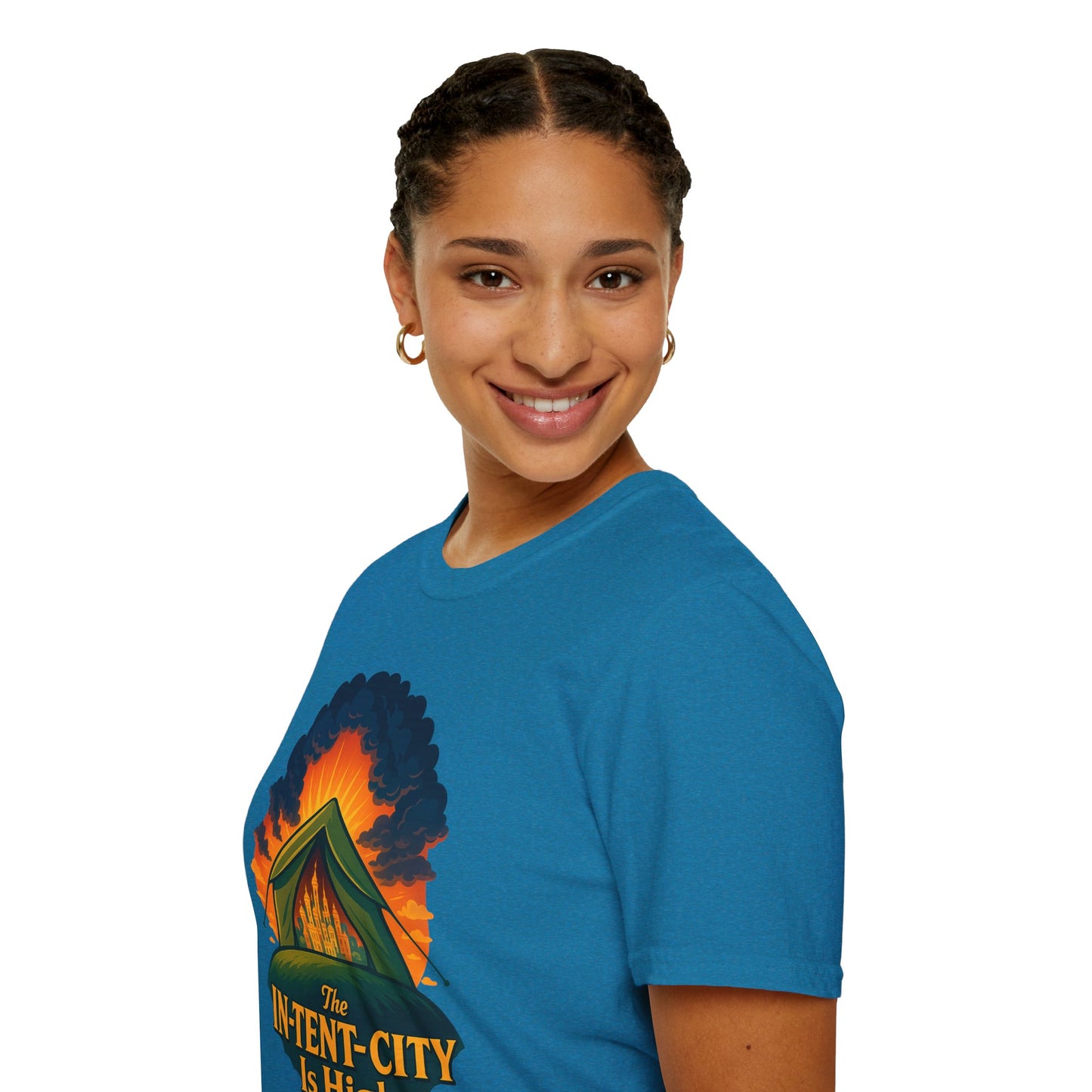 In-Tent-City Is High Camping Tee | Retro Tent Graphic T-Shirt for Hikers & Campers | Funny Outdoorsy Gift | Vintage Style Unisex Tee