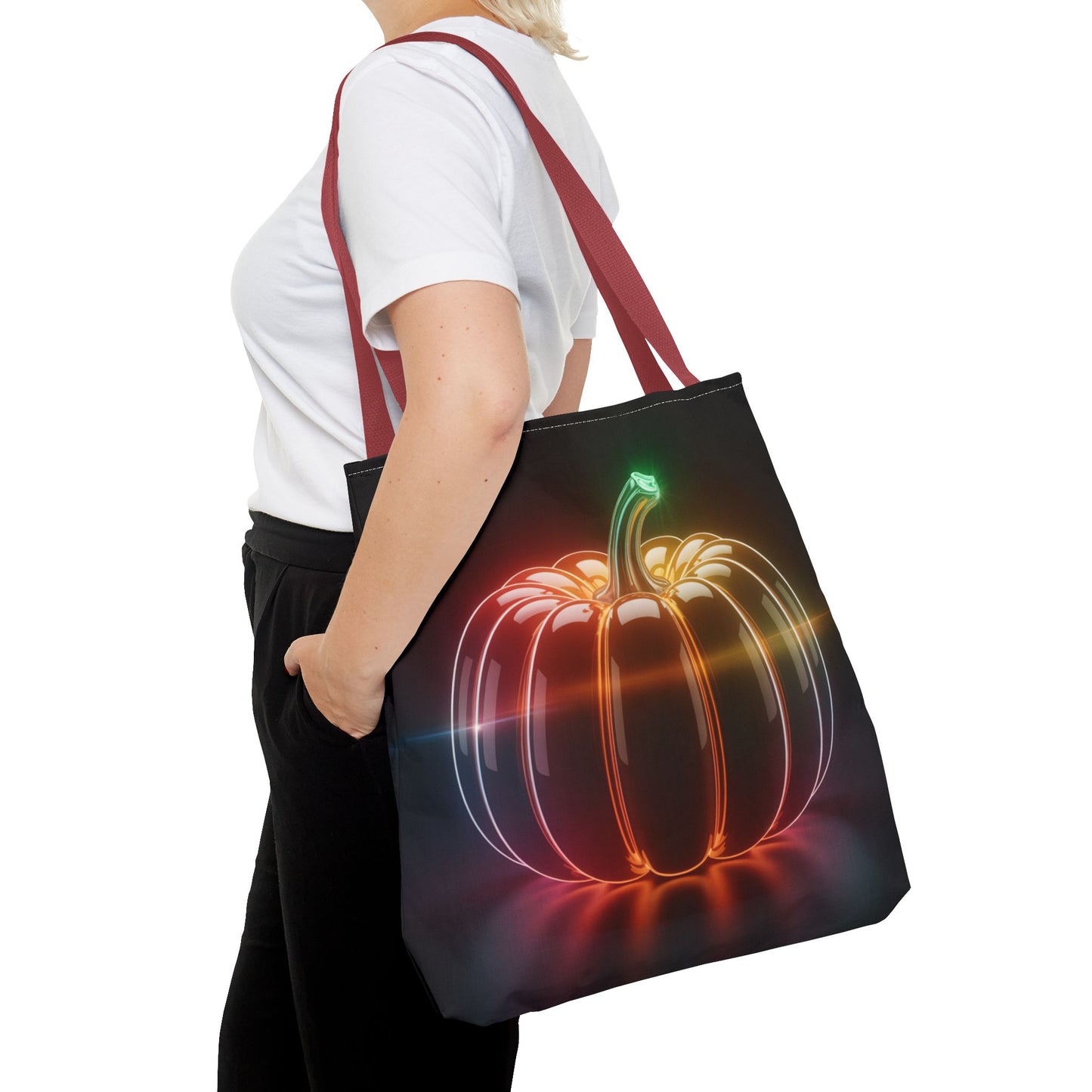 Neon Pumpkin Tote Bag, Glowing Halloween Bag, Modern Fall Tote, Pumpkin Aesthetic Accessory, Trick Or Treat Bag, Spooky Season Gift