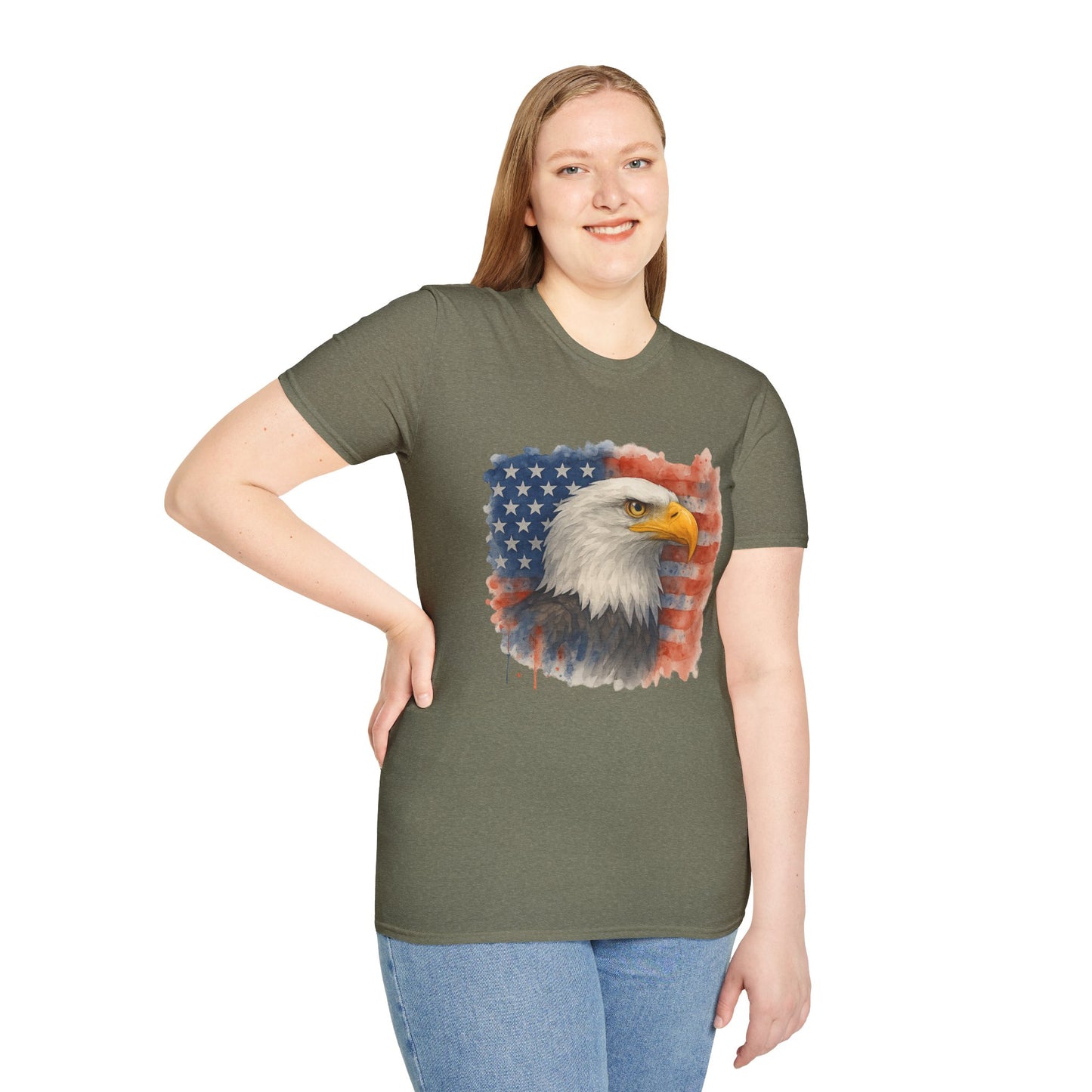 American Eagle & Flag T‑Shirt | Patriotic Graphic Tee | Bald Eagle USA Shirt | 4th of July Tee | Independence Day Apparel