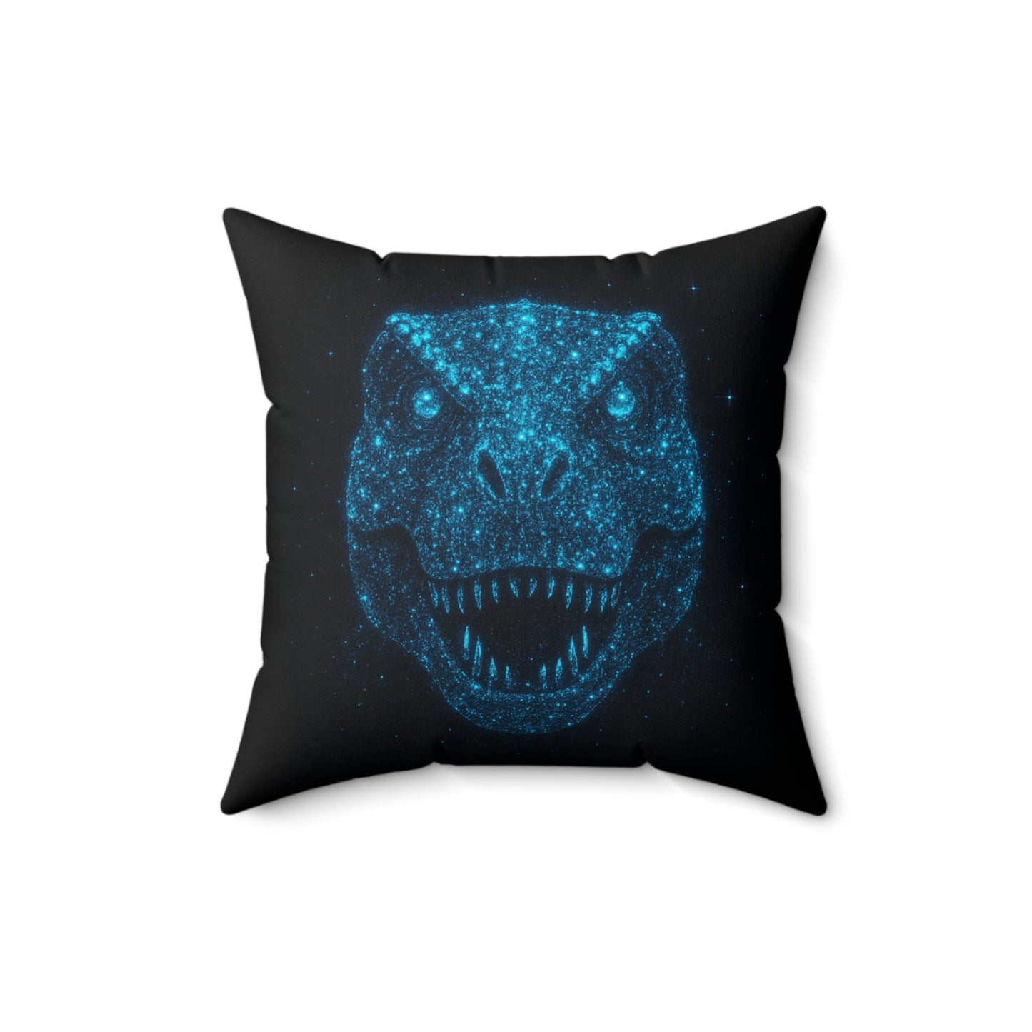 Bioluminescent T-Rex Dinosaur Pillow - Blue Sparkle Dino Face Throw Pillow - Kids Room Decor - Jurassic Accent Cushion - Gift for Dino Lovers