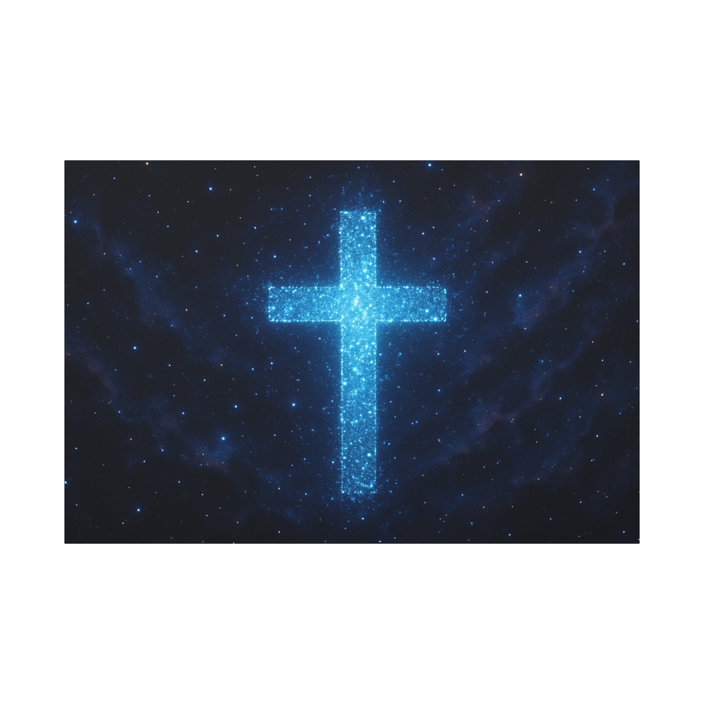 Canvas Wall Art - Bioluminescent Cross Design Spiritual Decor Christian Art Religious Canvas Gift for Believers