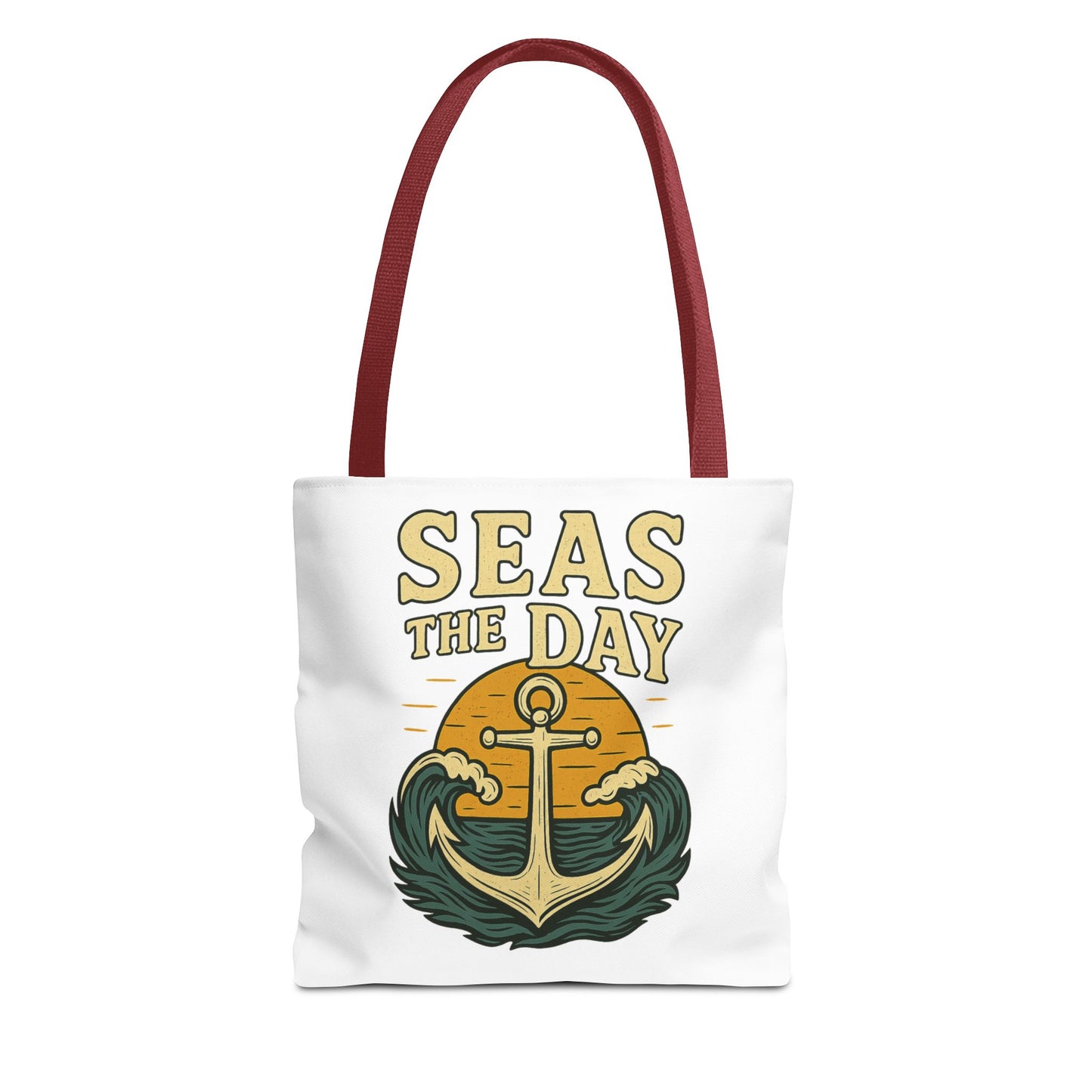 "Seas the Day" Nautical Tote Bag – Funny Beach Quote Canvas Bag with Anchor | Coastal Gift Idea for Summer, Travel, or Daily Use