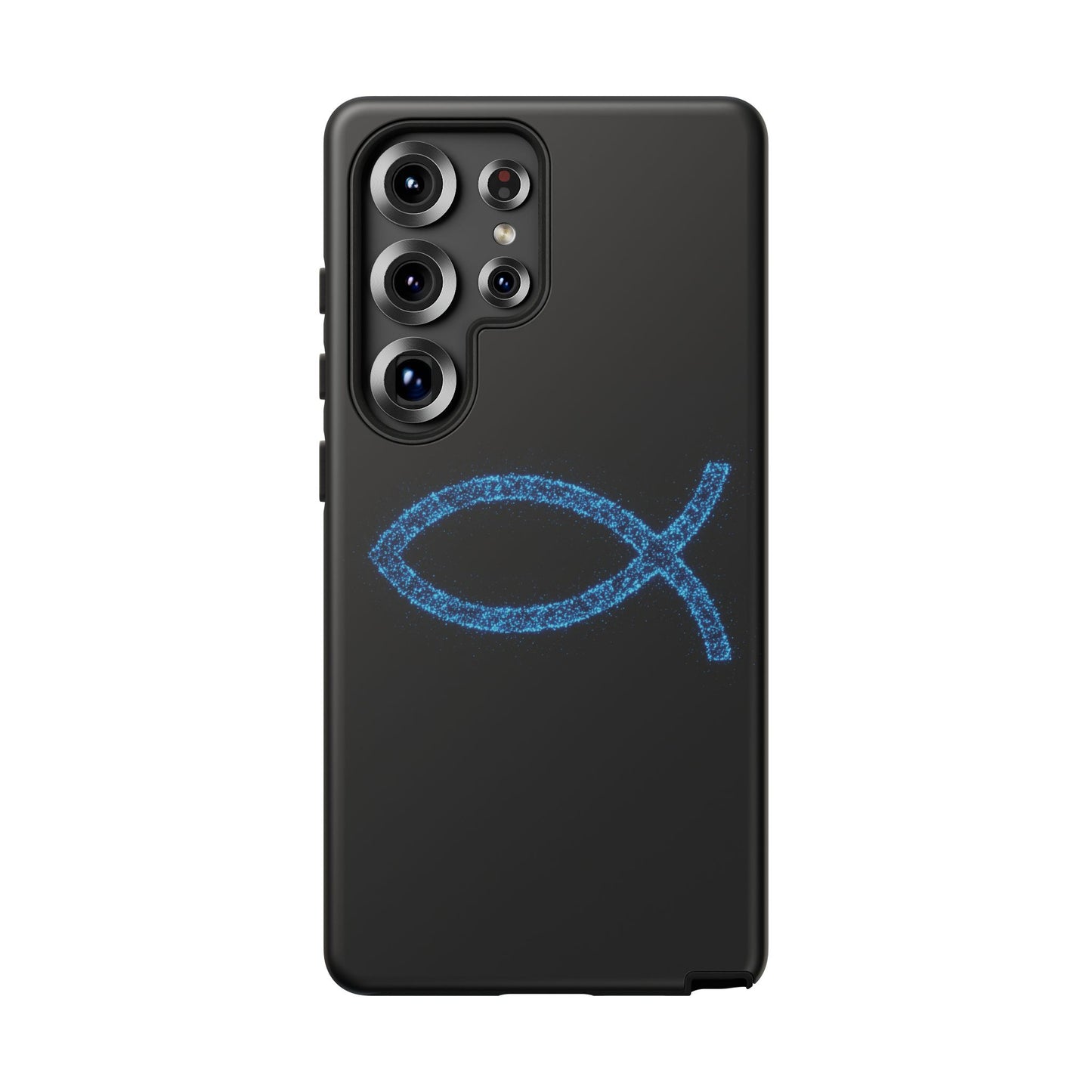Blue Glitter Fish Symbol Samsung Phone Case - Durable & Stylish for Faith Enthusiasts