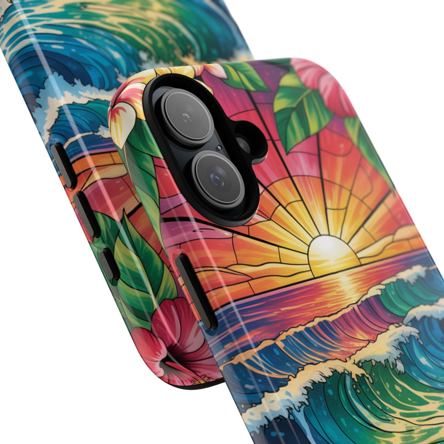Ohana iPhone Case Tropical Hawaiian Sunset Phone Cover Wave Floral Beach Art Cute Gift for iPhone Lovers