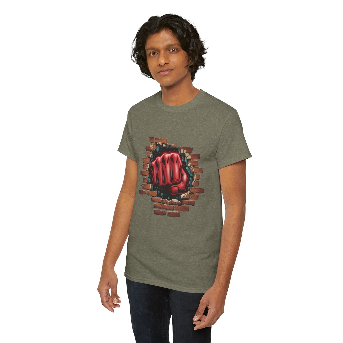 Impact Fist Graphic T-Shirt – Punch Through Brick Wall Design | Bold Streetwear Tee for Fighters, Gym & Edge-Lovers