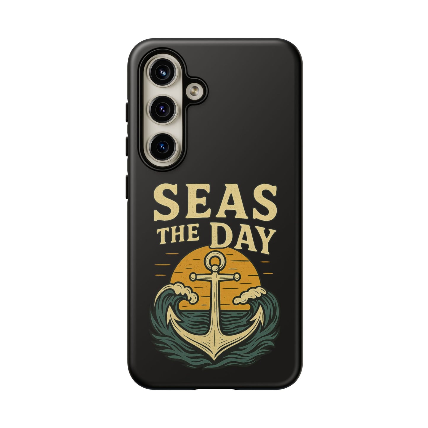 Seas the Day Samsung Case – Nautical Phone Case – Anchor Pun Gift – Ocean Lover Accessory – Motivational Phone Cover – Beach Vibes Case