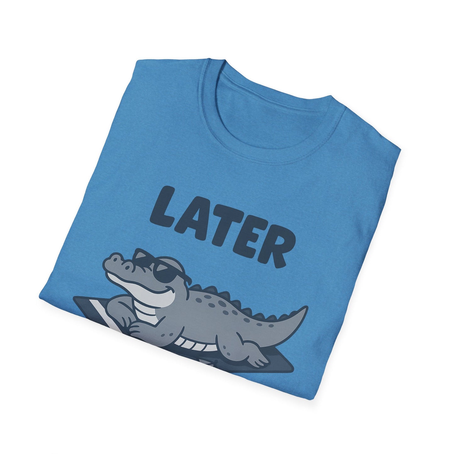 Later Gator Lounge Graphic Tee - Funny Alligator T-Shirt, Summer Vacation Humor, Cute Animal Tee, Relax Gift for Him and Her