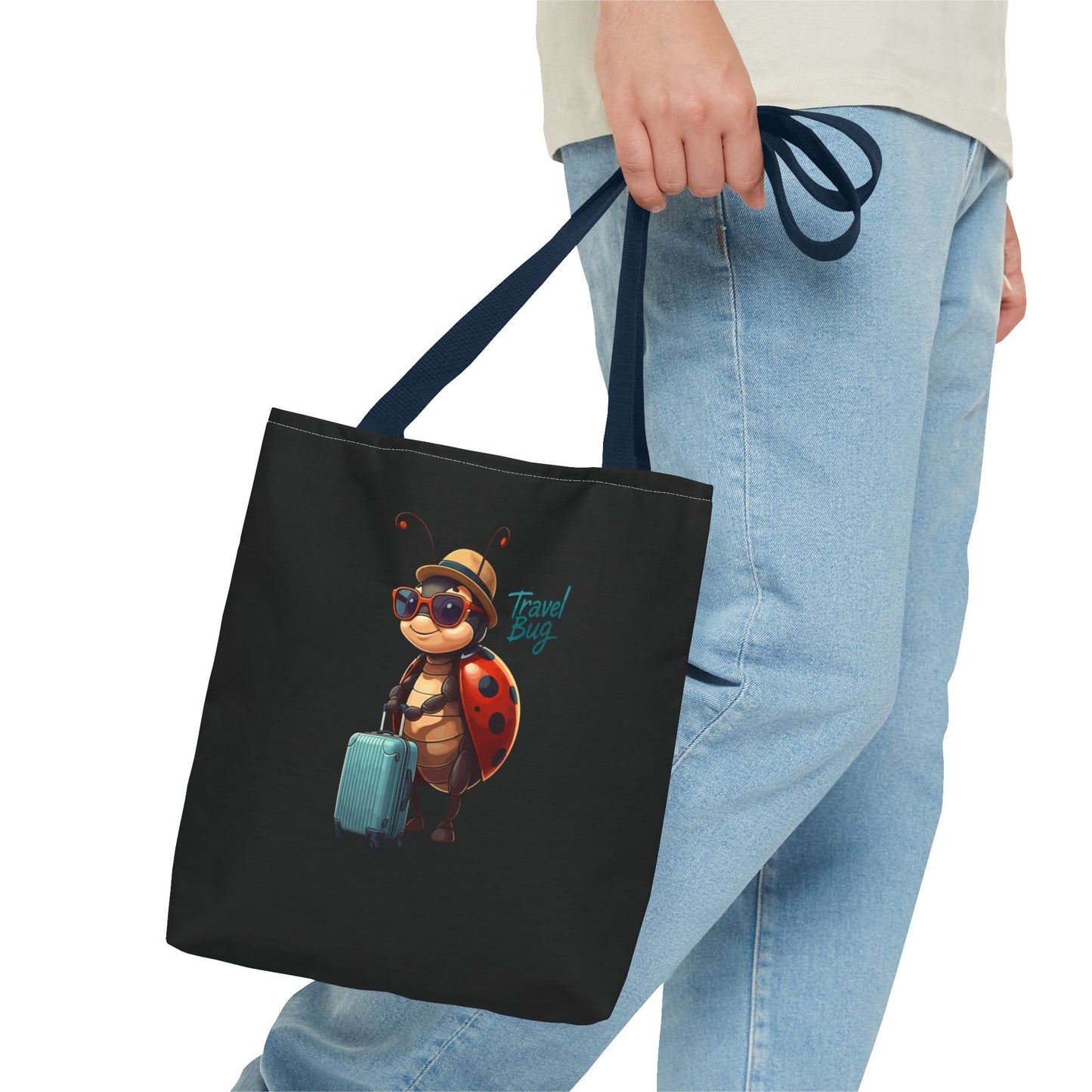 Travel Bug Tote Bag | Cute Ladybug with Suitcase Art Tote – Whimsical Travel Accessory, Aesthetic Canvas Bag | Gift for Travelers