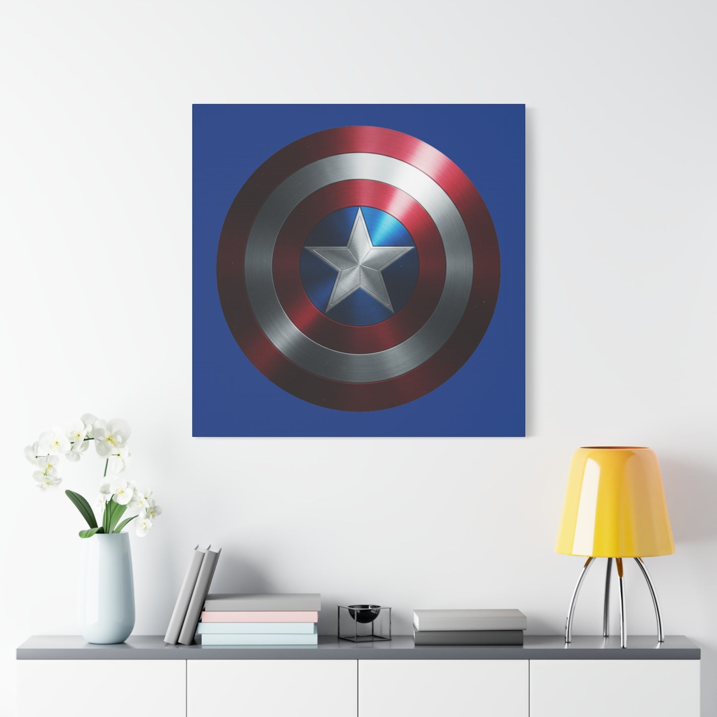Superhero Shield Canvas Art - Stretched Matte Decor for Fans