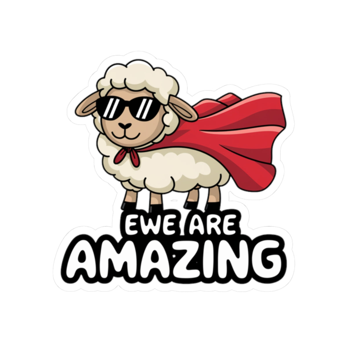 Funny Sheep Sticker – “Ewe Are Amazing” Punny Vinyl Sticker for Laptop, Gift for Coworker, Cute Motivational Decal
