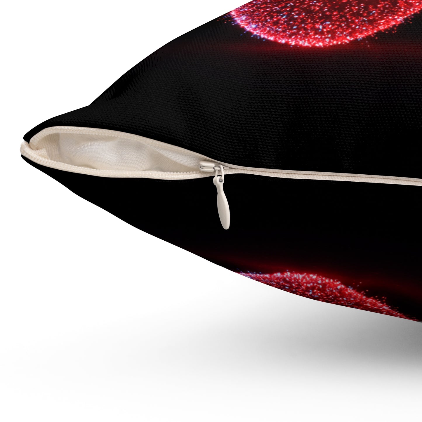 Square Pillow with Bioluminescent Cherries