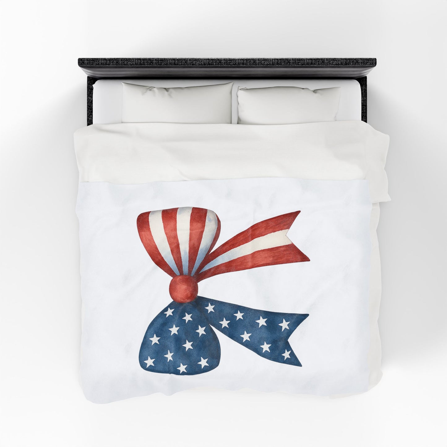 Patriotic Bow USA Blanket | 4th of July Throw | American Flag Blanket | USA Stars Stripes Decor | Cozy Fourth of July Gift | USA Home Decor