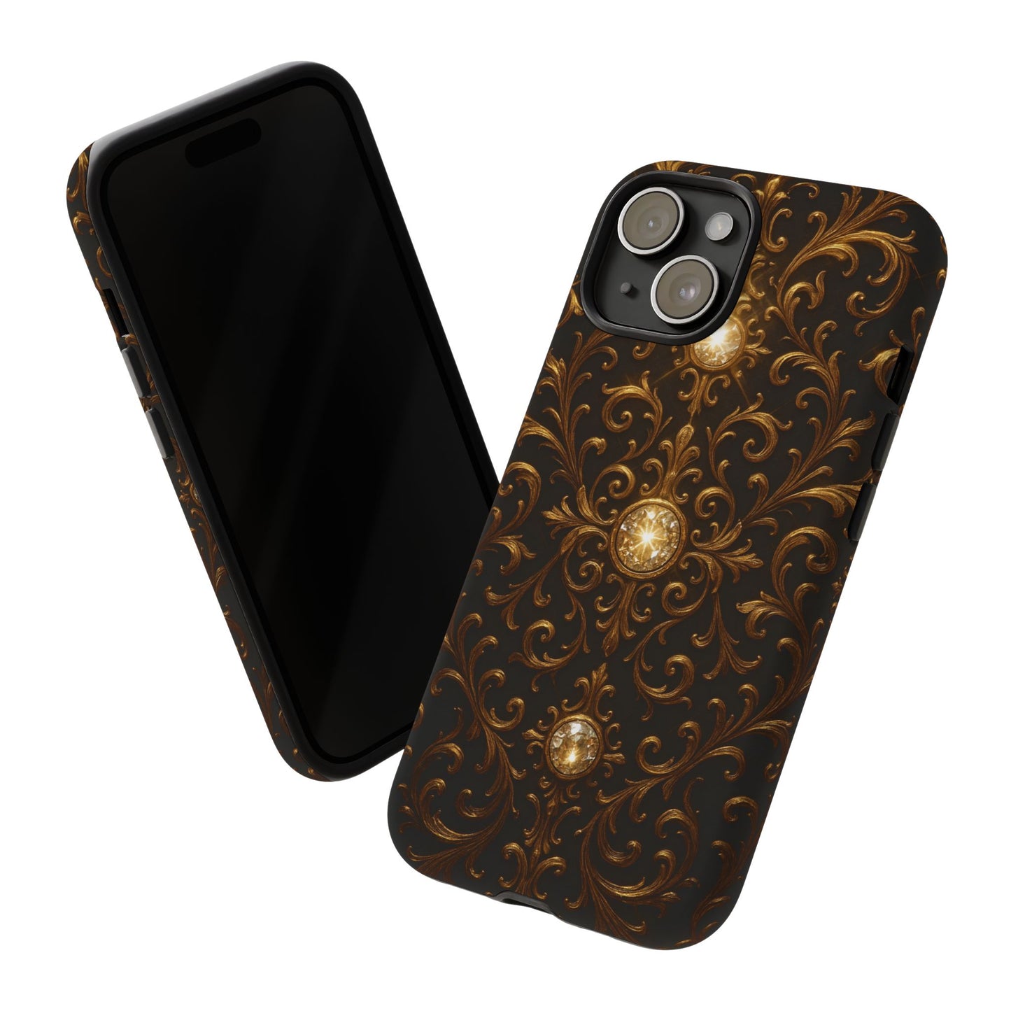 Baroque iPhone Case β Elegant Gold Floral Scroll Design for iPhone 16, 15, 14, 13, Pro Max & More