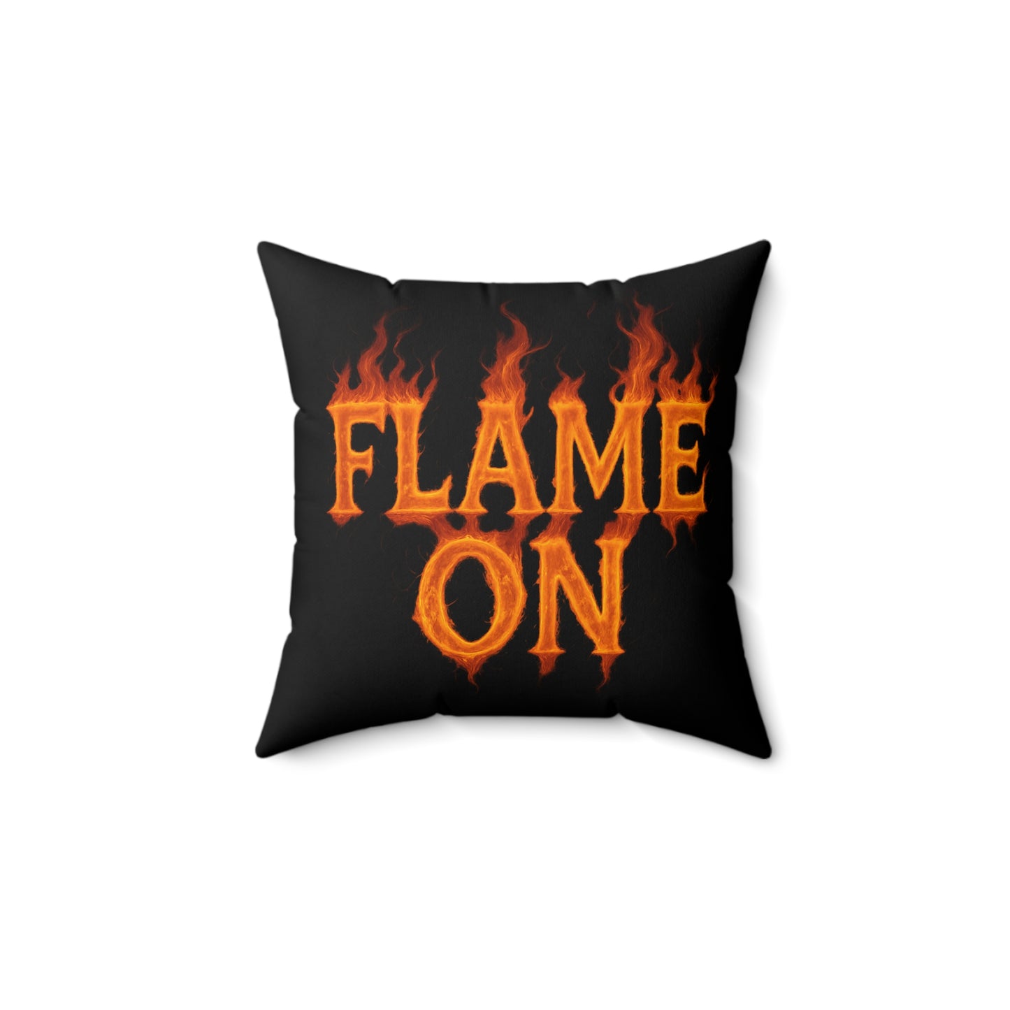 Flame On Throw Pillow - Fire Typography Pillow for Comic Fans, Hotheaded Humor, Dorm Decor, Superhero-Inspired Gift Cushion
