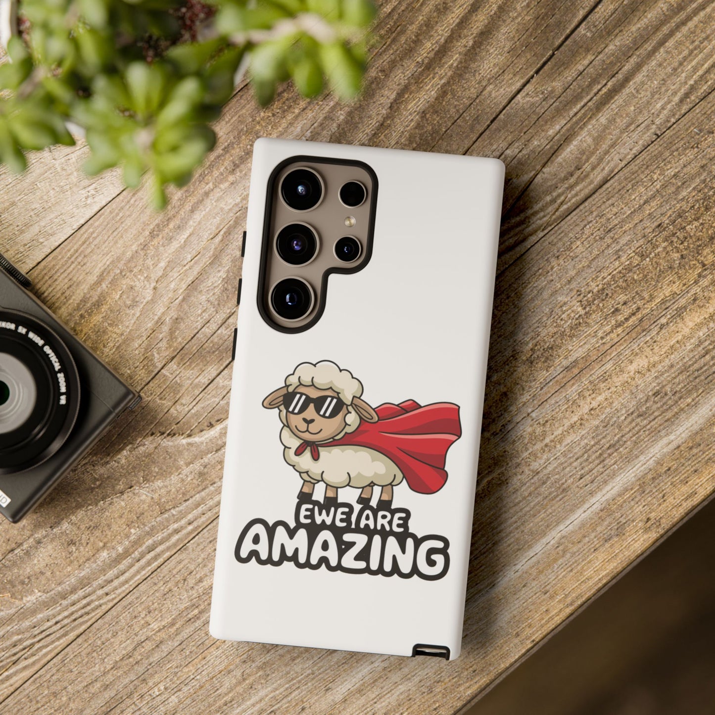 Funny Samsung Case - Cute Sheep Phone Cover - "Ewe Are Amazing" Gift for Her or Him - Animal Pun Superhero Case - Samsung Case