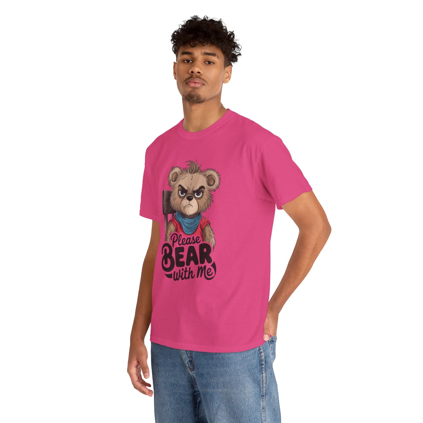 Grumpy Bear Graphic Tee – Please Bear With Me Shirt – Funny Animal T‑shirt – Sarcastic Humor Gift – Cute Bear Meme Art Tee