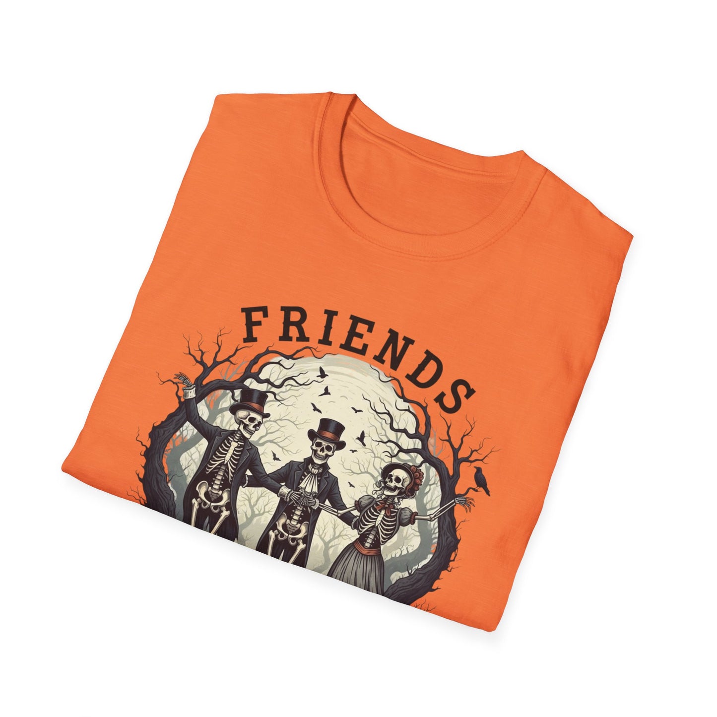 Friends Till The End Skeleton Tee | Dancing Skeleton Friends Shirt | Halloween Gothic BFF Gift | Unisex Heather Grey Graphic T-Shirt