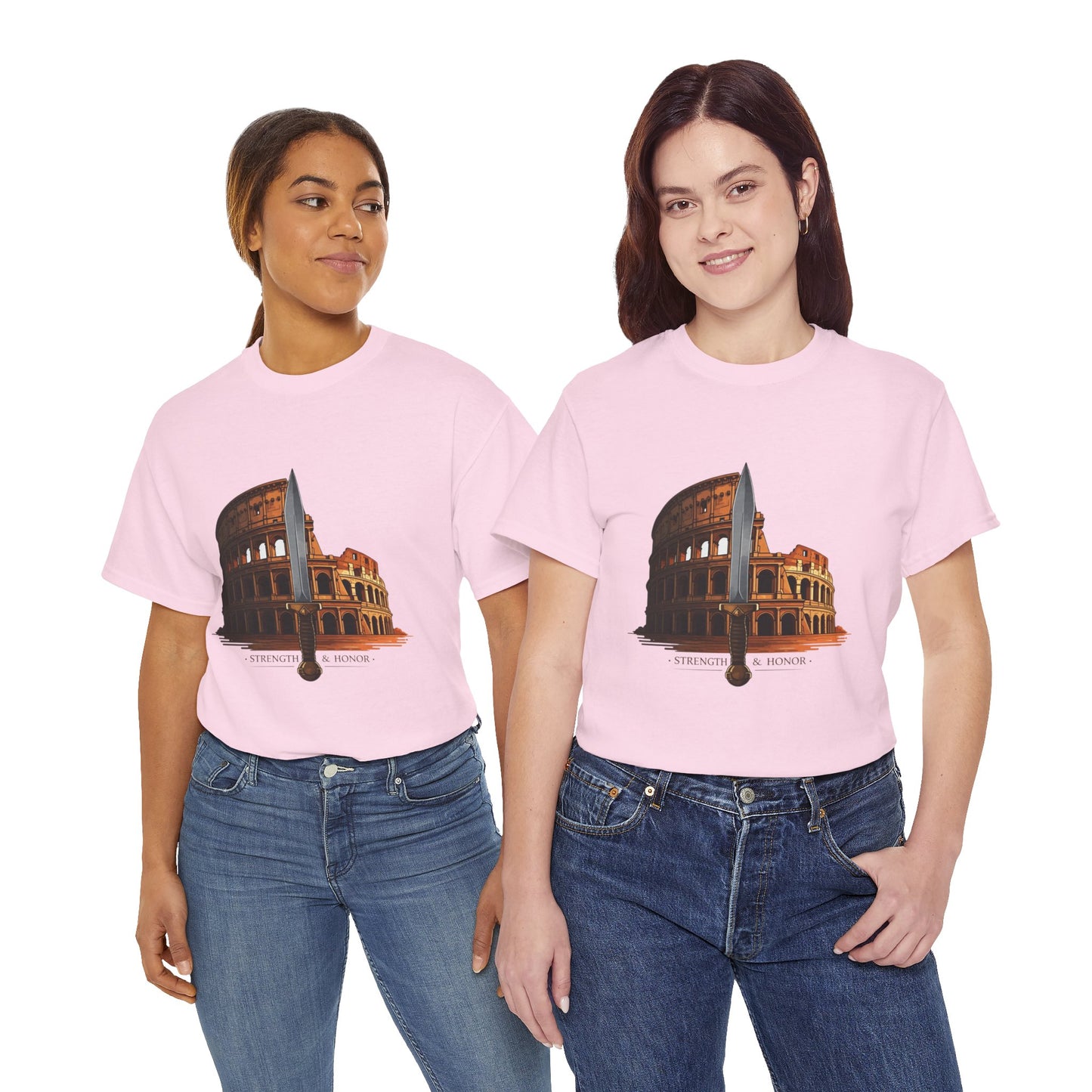 Strength & Honor Gladiator Shirt – Roman Colosseum Sword Graphic Tee – Ancient Rome History T-Shirt for Gladiator & Travel Fans