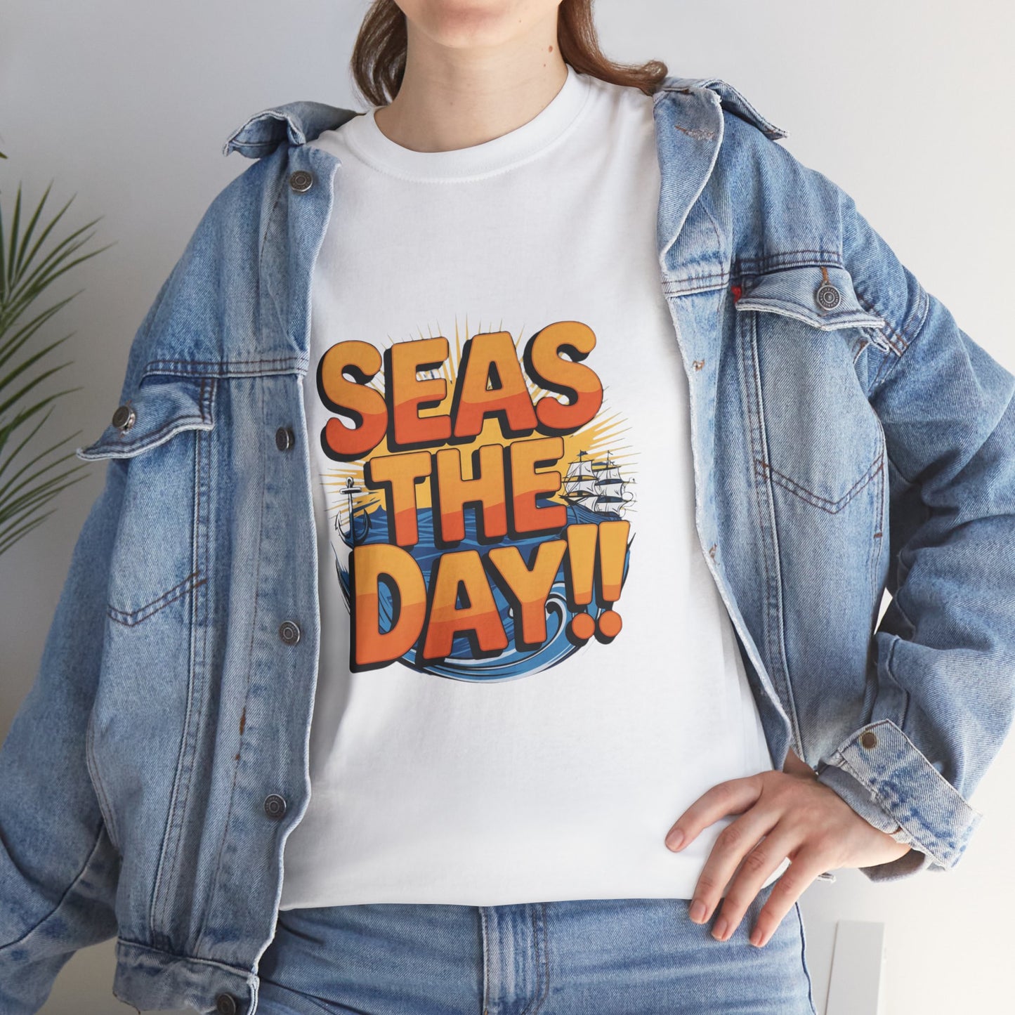 Seas The Day!! Tee • Ocean Pun Graphic Shirt • Comfort Colors Unisex Beachy Vibes • Nautical Aesthetic • Gift for Sea Lovers & Summer Vacays