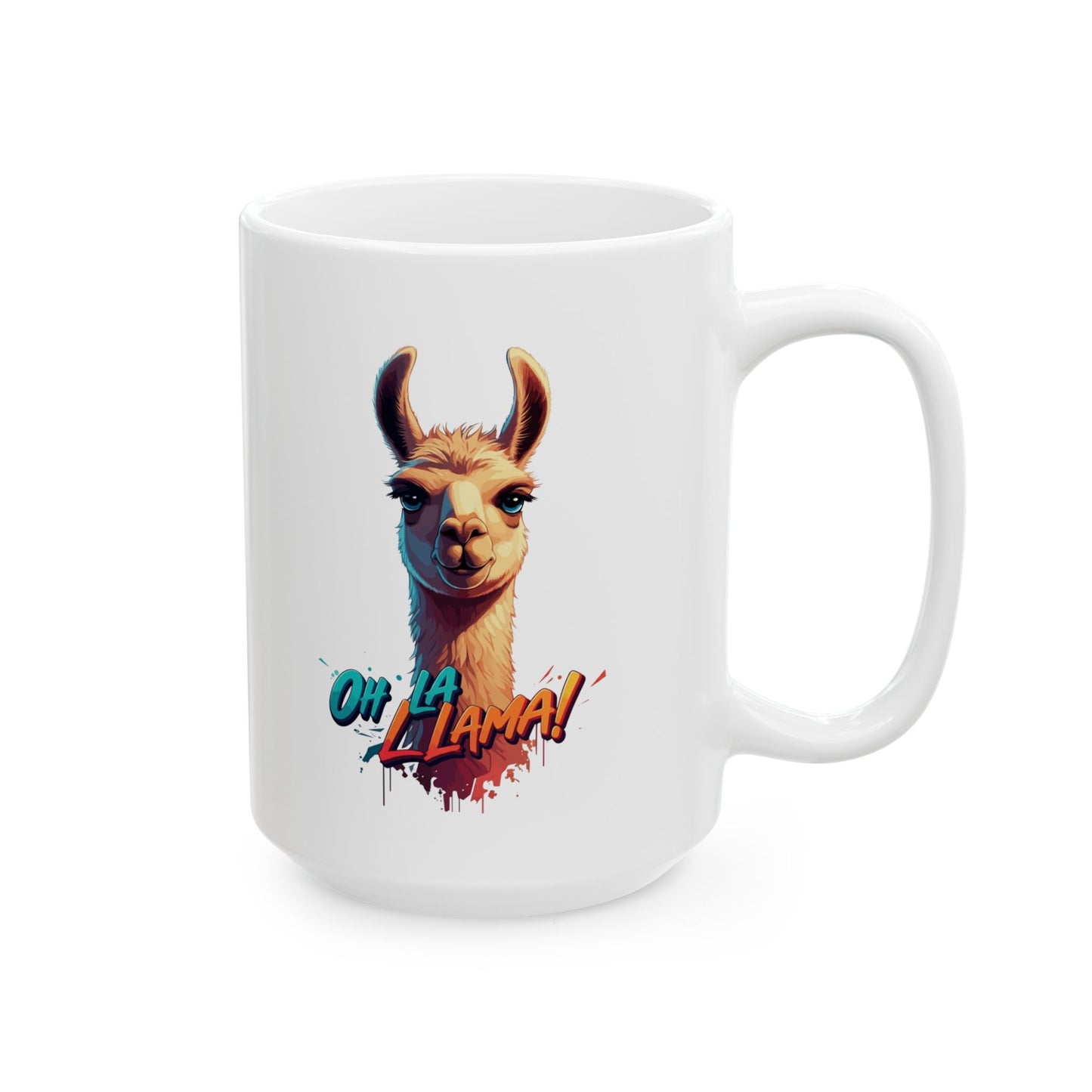 Oh La Llama Mug – Cute Llama Coffee Cup 11 oz & 15 oz Ceramic | Funny Animal Gift For Llama Lover Kitchen Decor