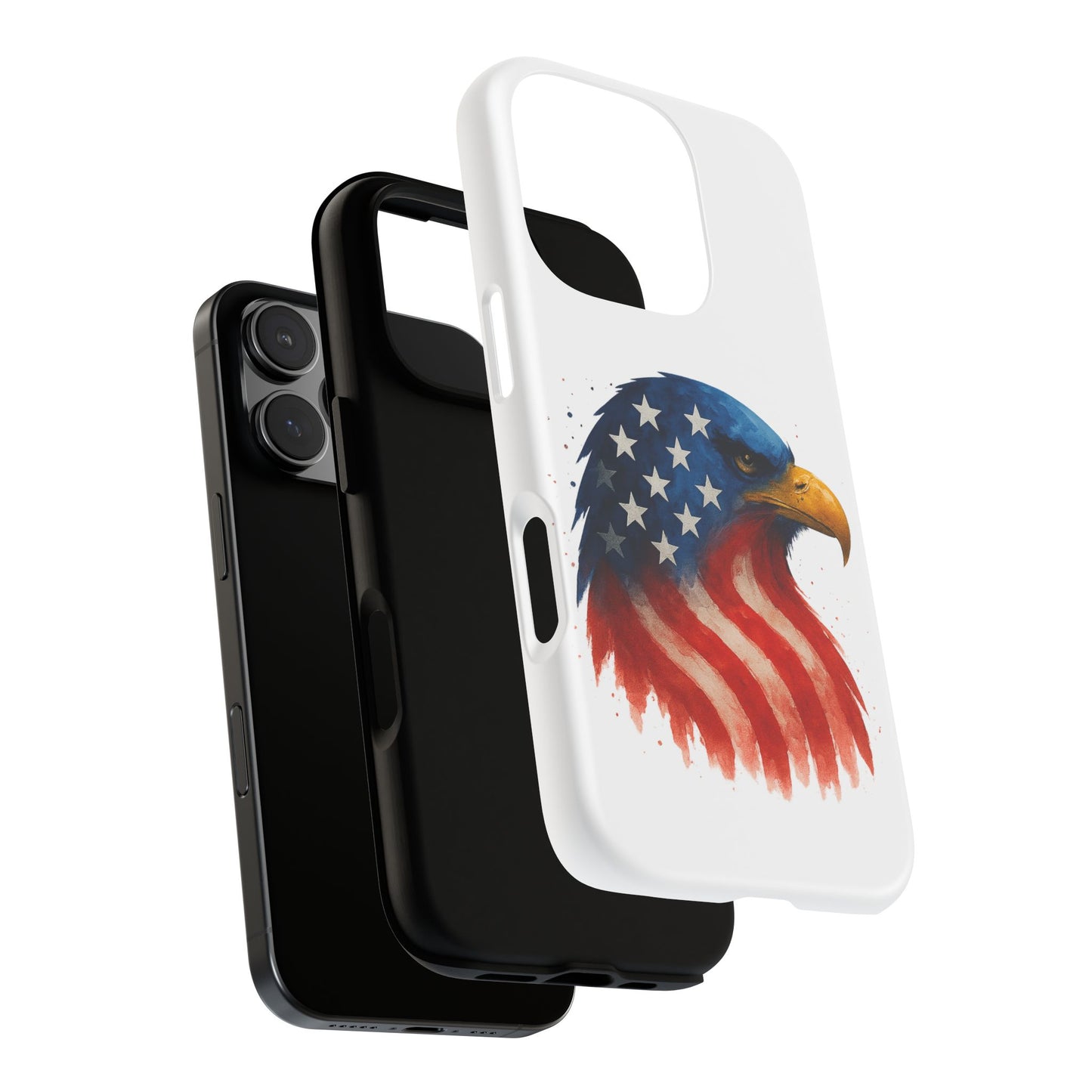 Patriotic Eagle iPhone Case - USA Flag Tough Cover, Dual-Layer Rugged Protection, 4th of July and Veteran Gift
