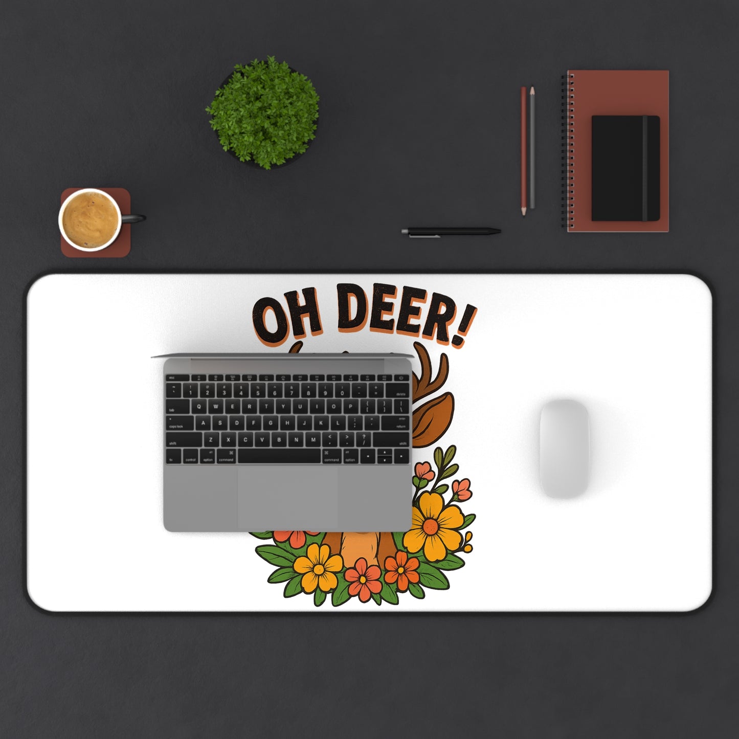 Mouse Pad - Oh Deer Desk Mat with Startled Deer Design Animal Decor Deer Mouse Pad