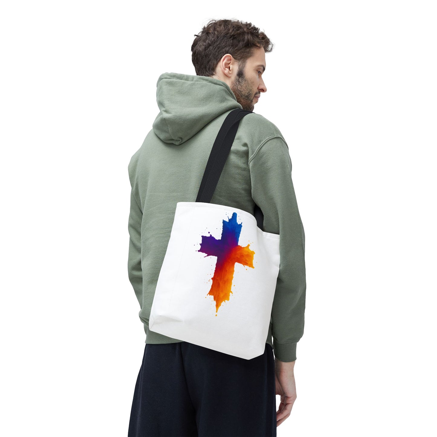 Watercolor Cross Tote Bag, Faith Tote, Christian Gift Bag, Religious Art Shoulder Bag, Inspirational Everyday Carry, Spiritual Cross Design Tote
