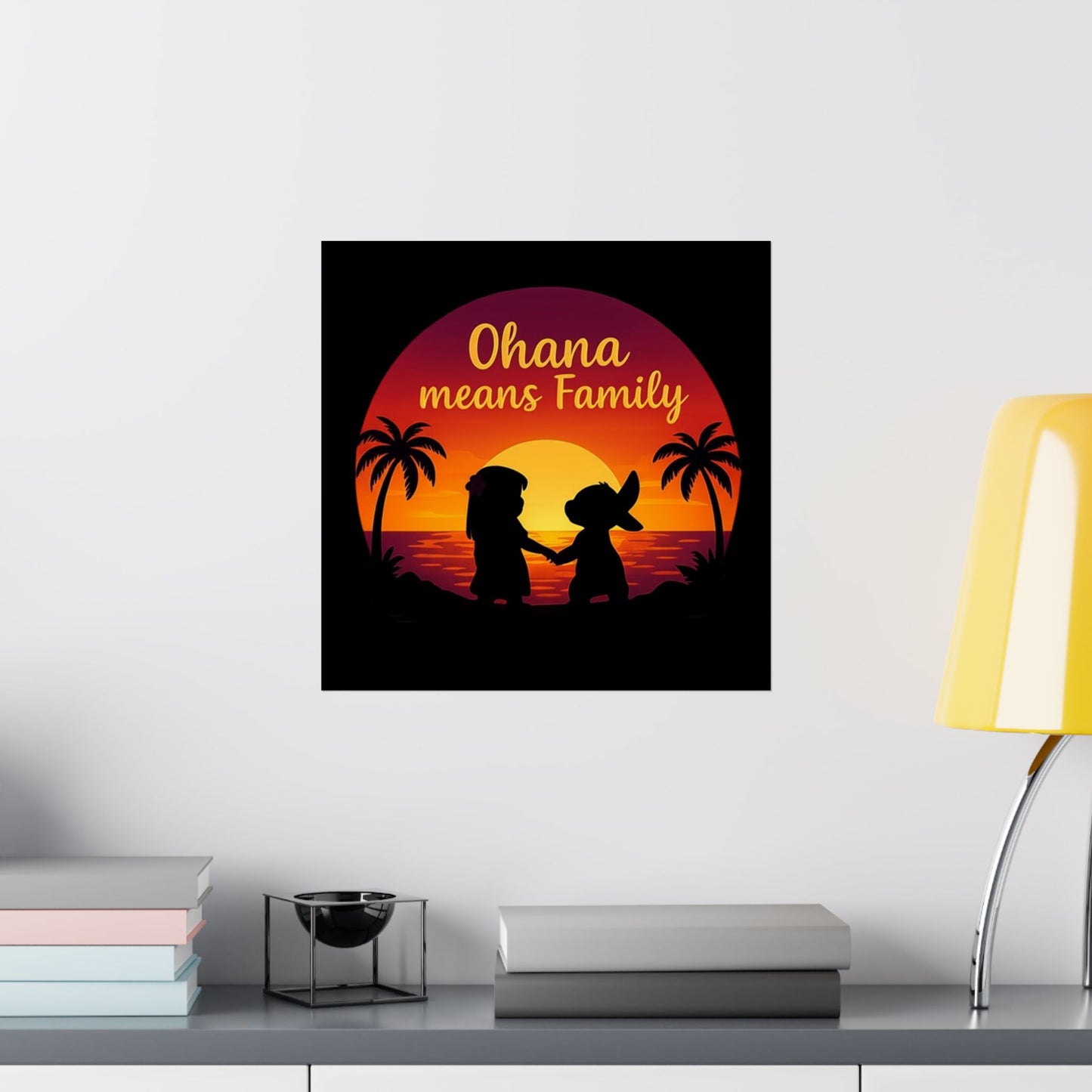Ohana Means Family Poster - Sunset Wall Art, Family Inspired Print, Hawaiian Quote Decor, Family Room Aesthetic