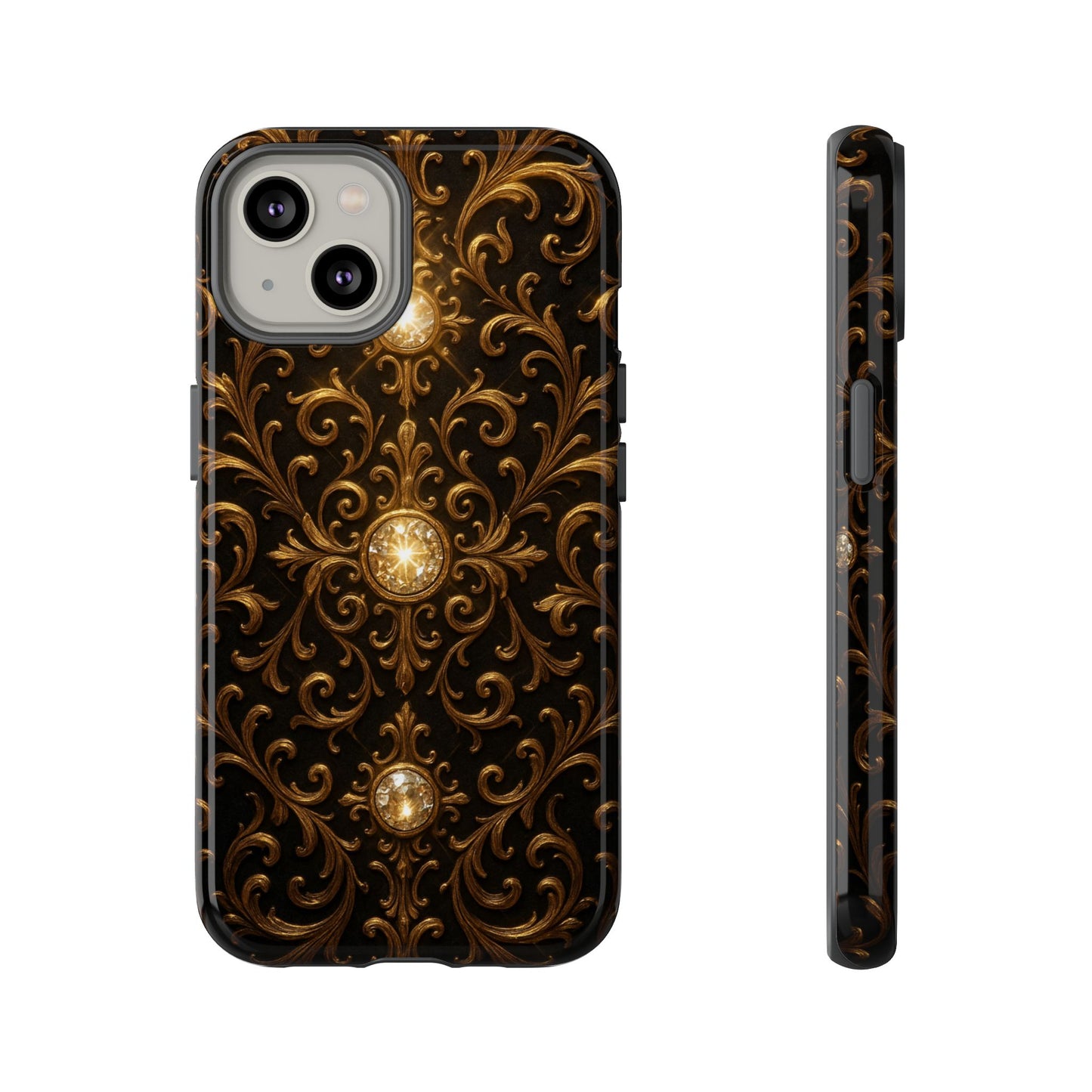 Baroque iPhone Case β Elegant Gold Floral Scroll Design for iPhone 16, 15, 14, 13, Pro Max & More