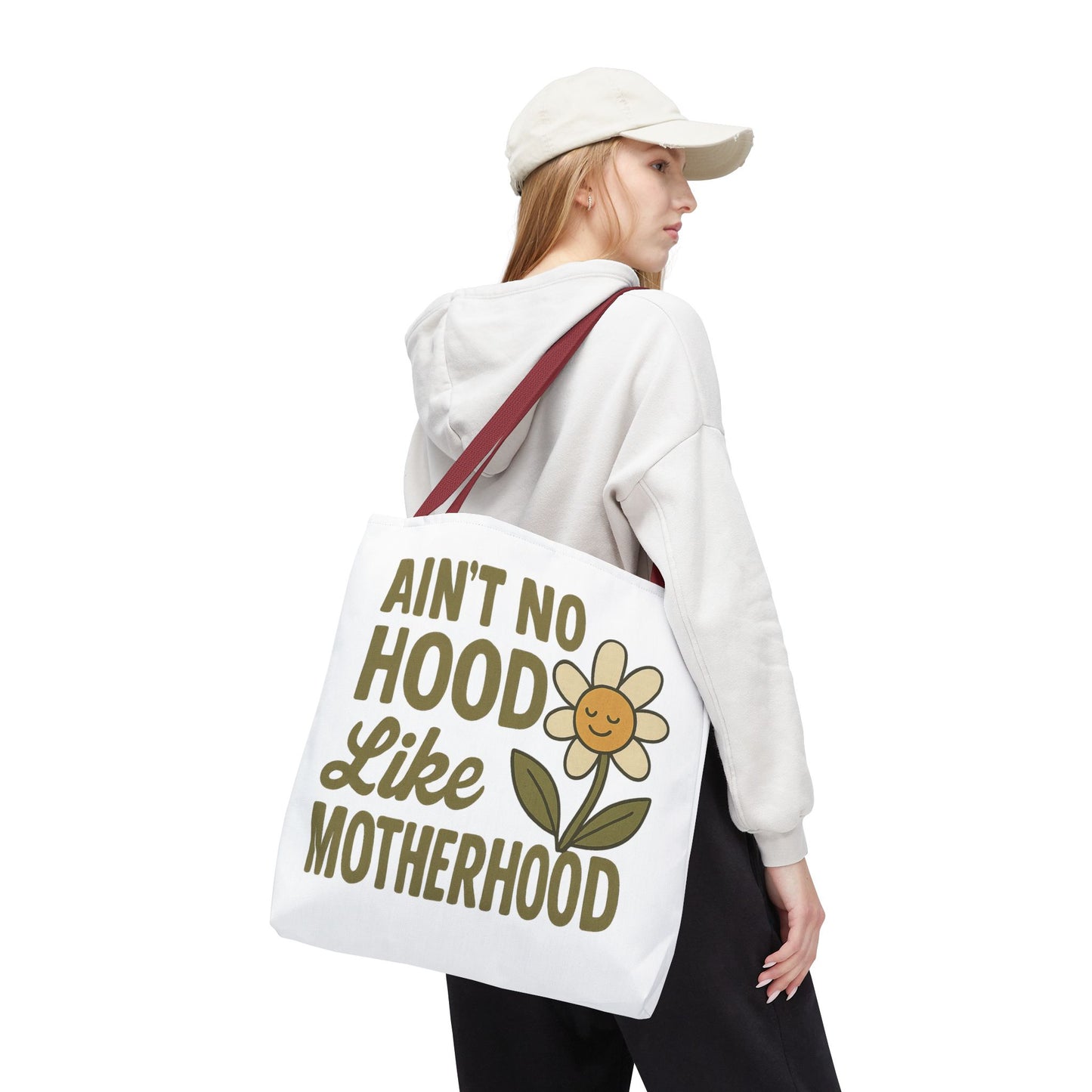 Motherhood Tote Bag with Flower Design Mother's Day Bag Tote for Mom Reusable Shopping Bag