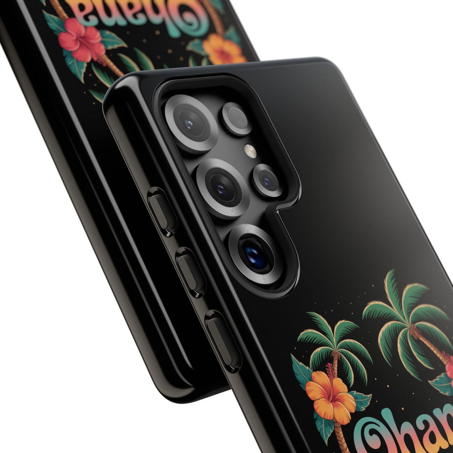 Tropical Ohana Samsung Case - Summer Beach Phone Cover - Hawaiian Palm & Hibiscus Design - Rugged & Glossy Protector for Galaxy