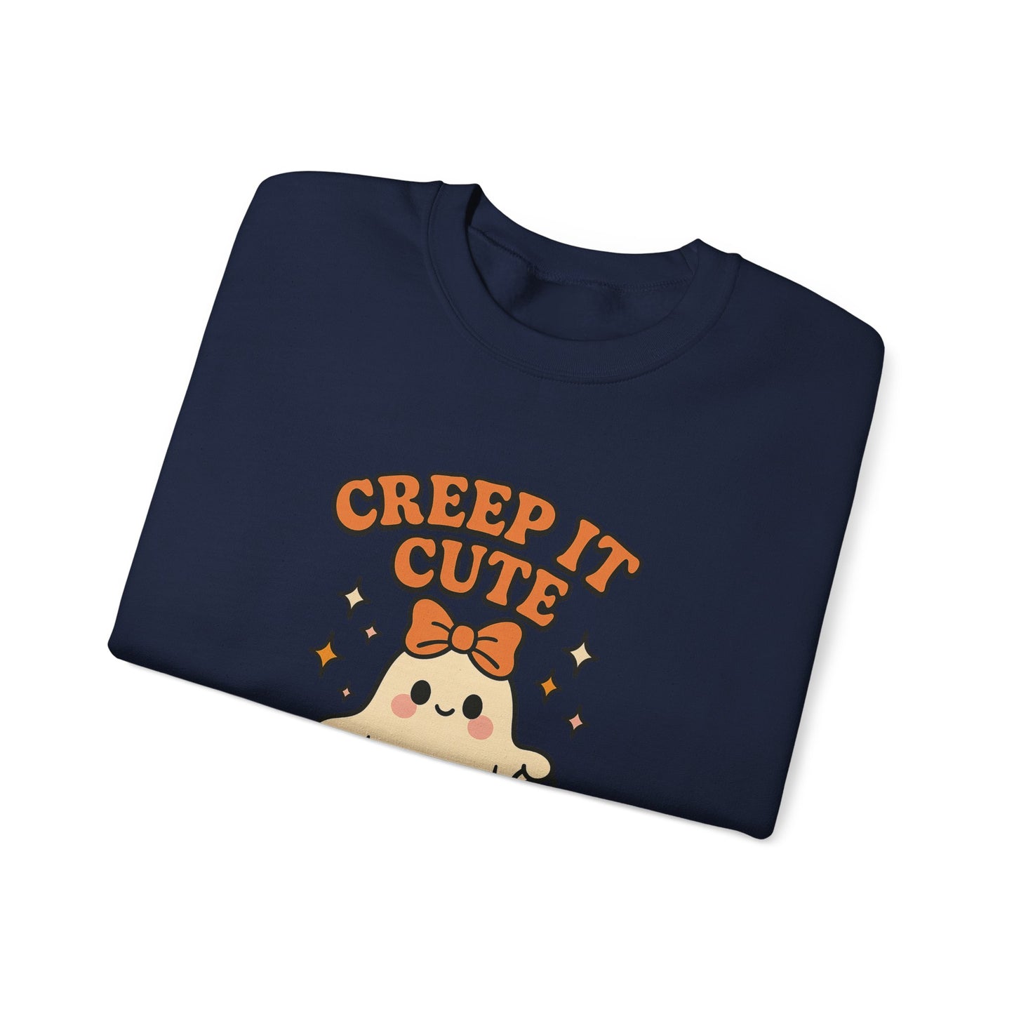 Cute Ghost Sweatshirt, Creep It Cute Crewneck, Spooky Halloween Pullover, Sweet Ghost Graphic Sweatshirt, Trick-Or-Treat Gift Top