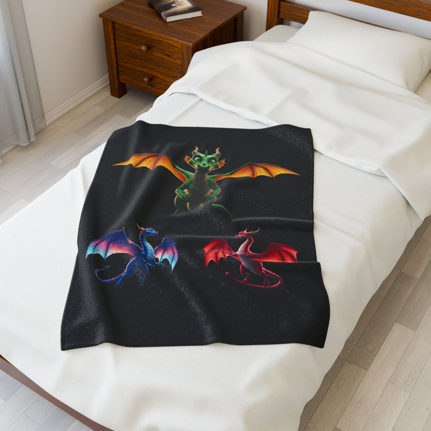 Fantasy Dragon Polyester Blanket | Colorful Dragon Throw for Gamers & DnD Fans | Cozy Mythical Creature Bedding | Dragon Lover Gift