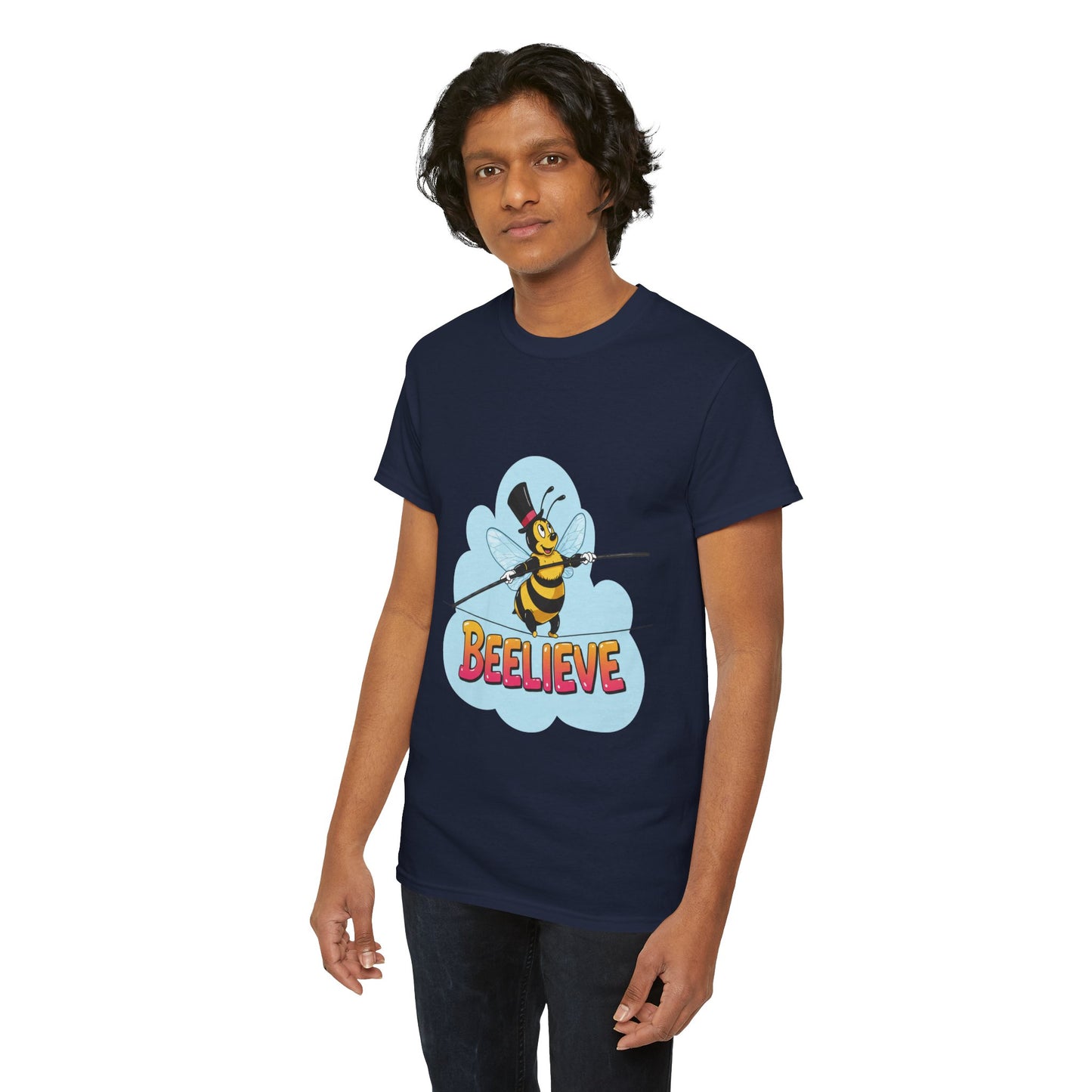 “Beelieve” Bee Pun T‑Shirt | Cute Bee Graphic Tee | Inspirational Pun Shirt | Funny Nature Lover Gift | Bee Belief Positive Vibes Tee