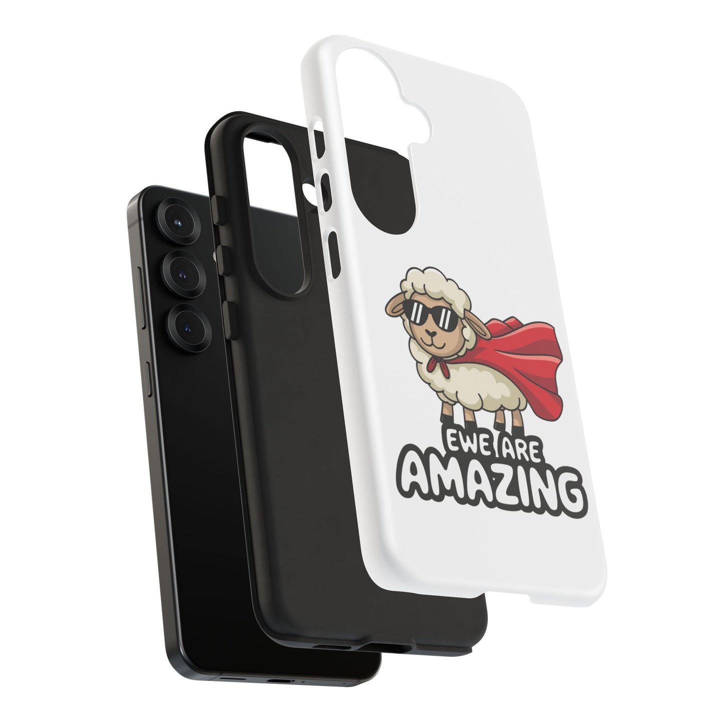 Funny Samsung Case - Cute Sheep Phone Cover - "Ewe Are Amazing" Gift for Her or Him - Animal Pun Superhero Case - Samsung Case